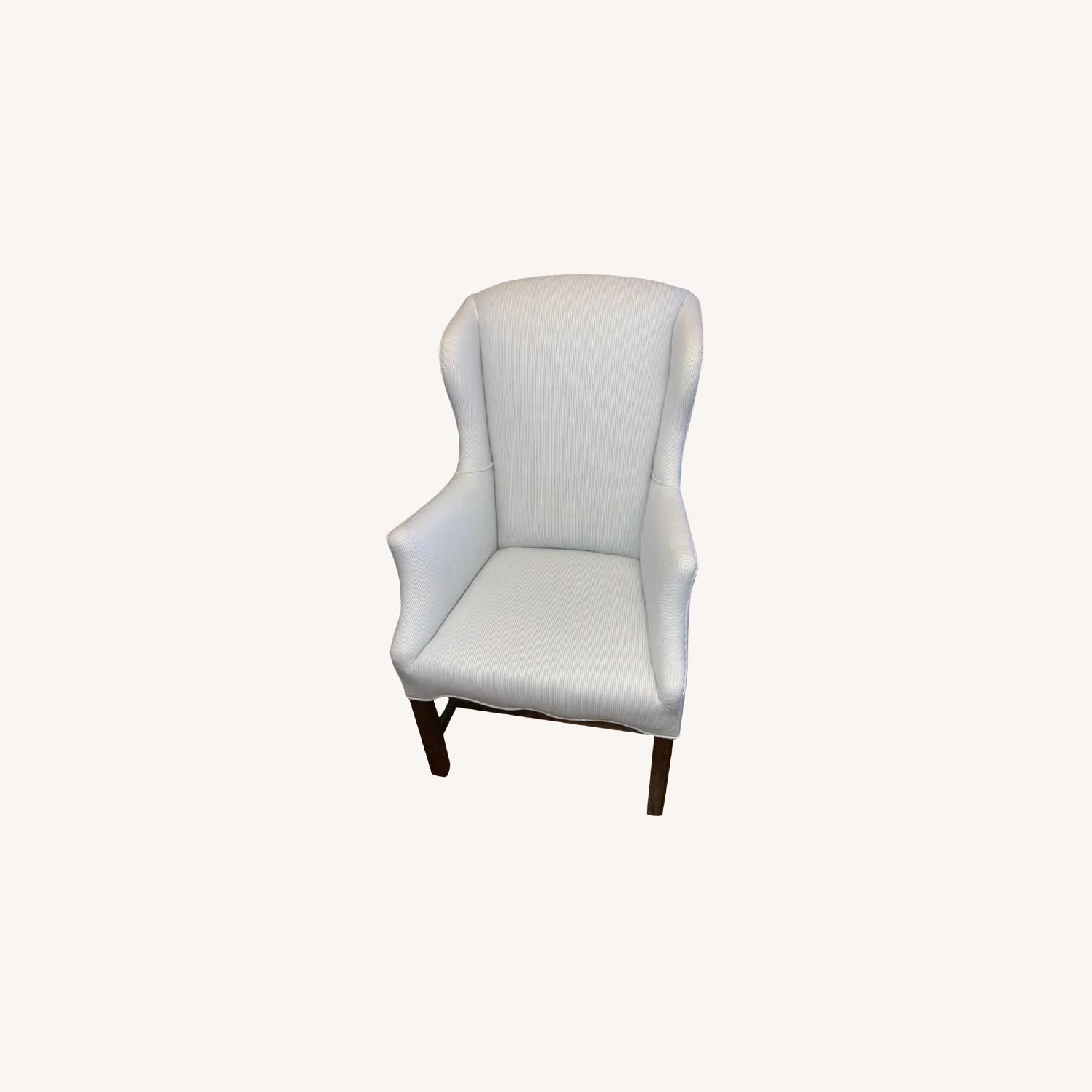 Vintage Armchair Pinstripe with Mahogany Legs AptDeco