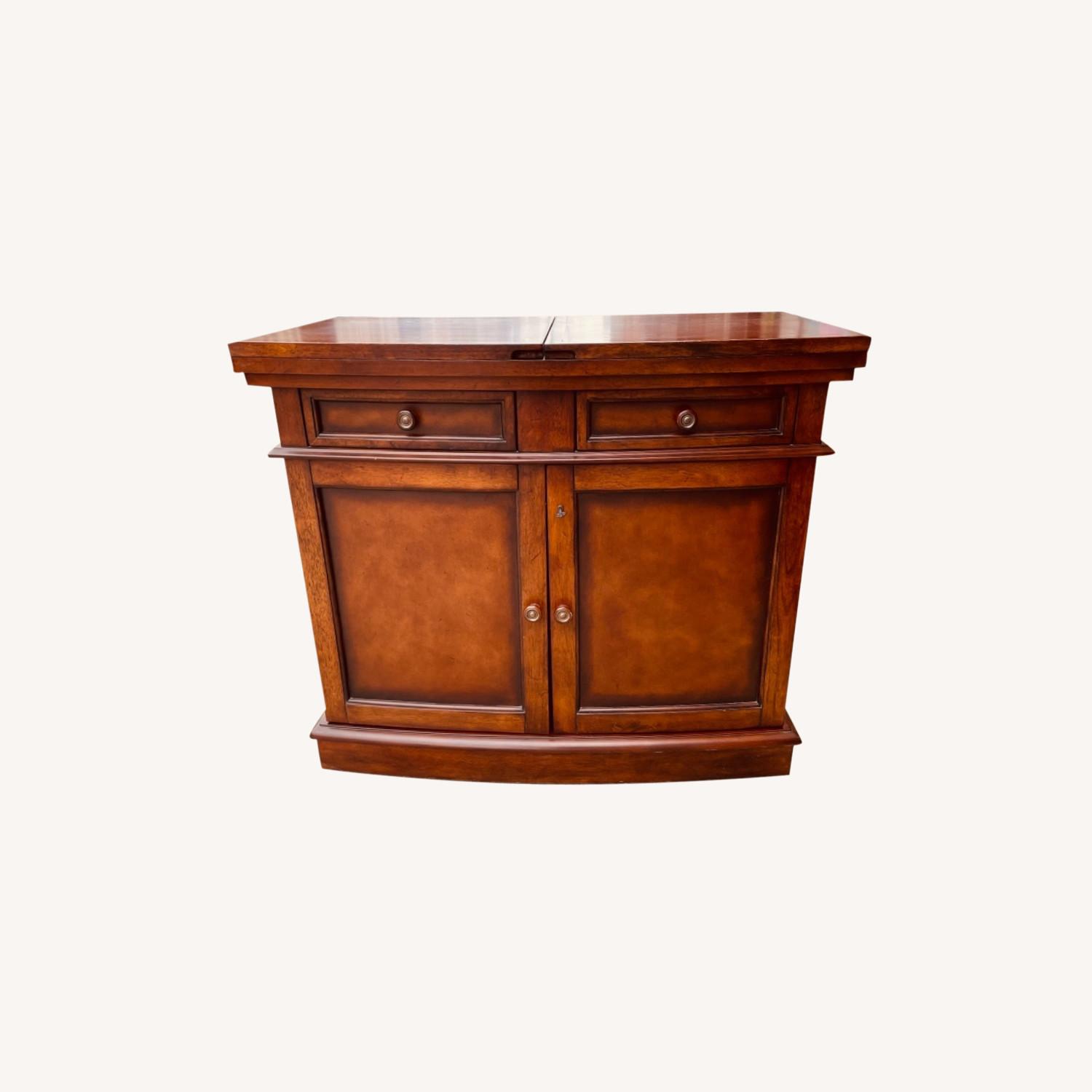 Modern Bar Cabinet/ Server with Wheels & Key - image-0