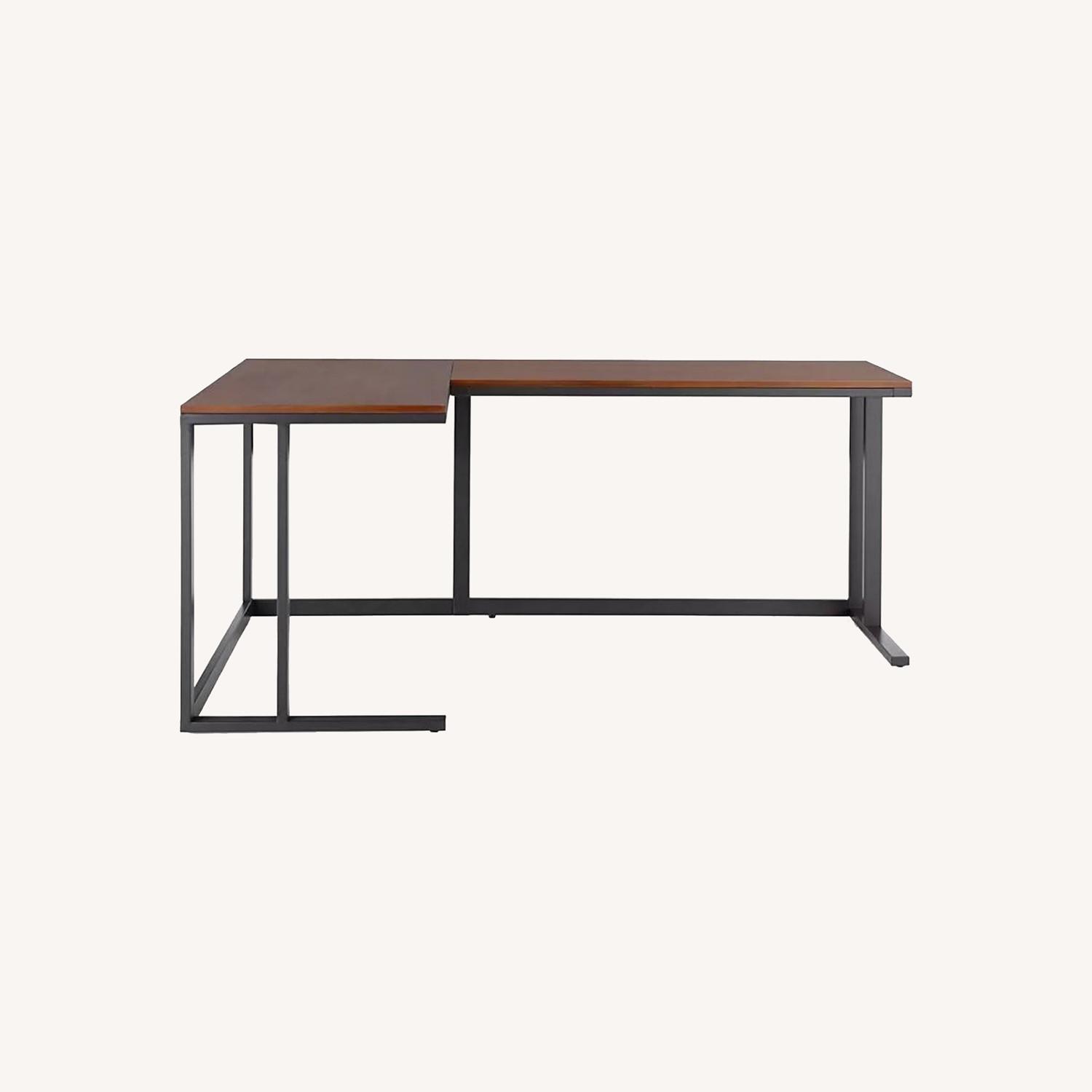 Crate & Barrel Pilsen Graphite Corner Desk with Walnut AptDeco