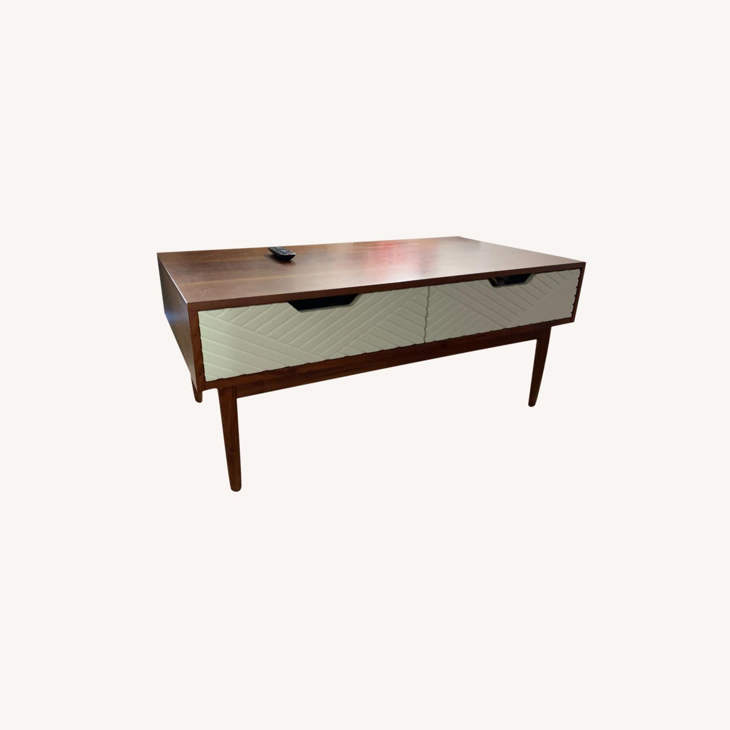 Target Brown Wood Coffee Table with white Drawers AptDeco
