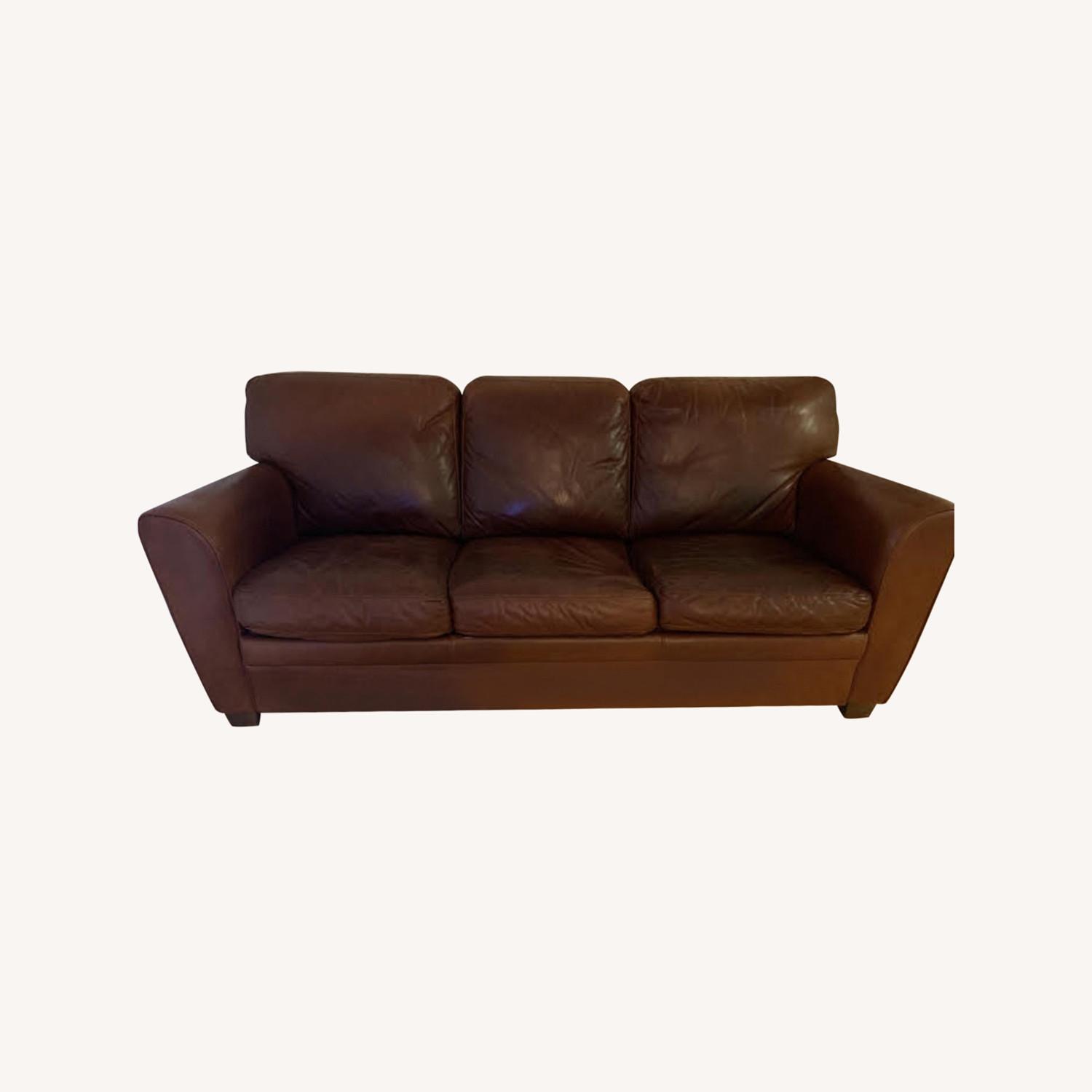 Natuzzi Maroon Italian Leather Sleeper Sofa AptDeco
