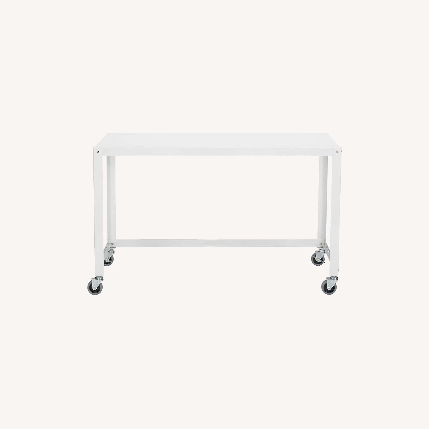 CB2 White Metal Desk AptDeco