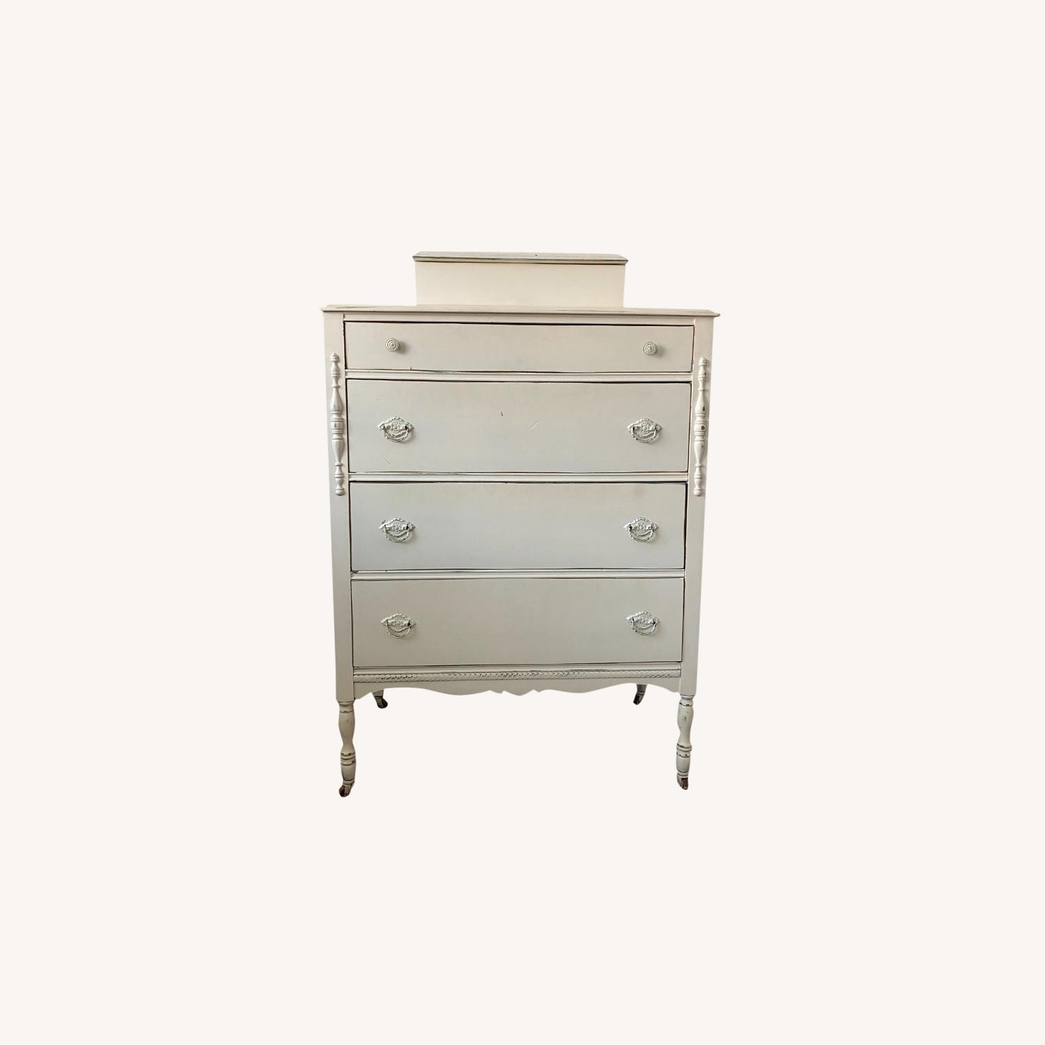 Antique White Dresser w/ Mirror - image-0