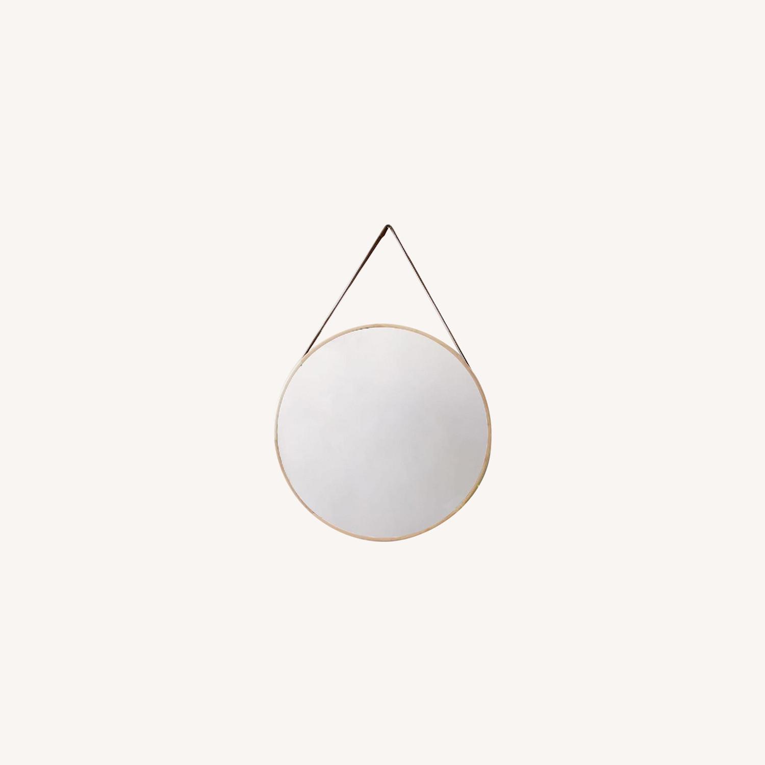 West Elm Modern Hanging Mirror, Natural + Tan - image-0