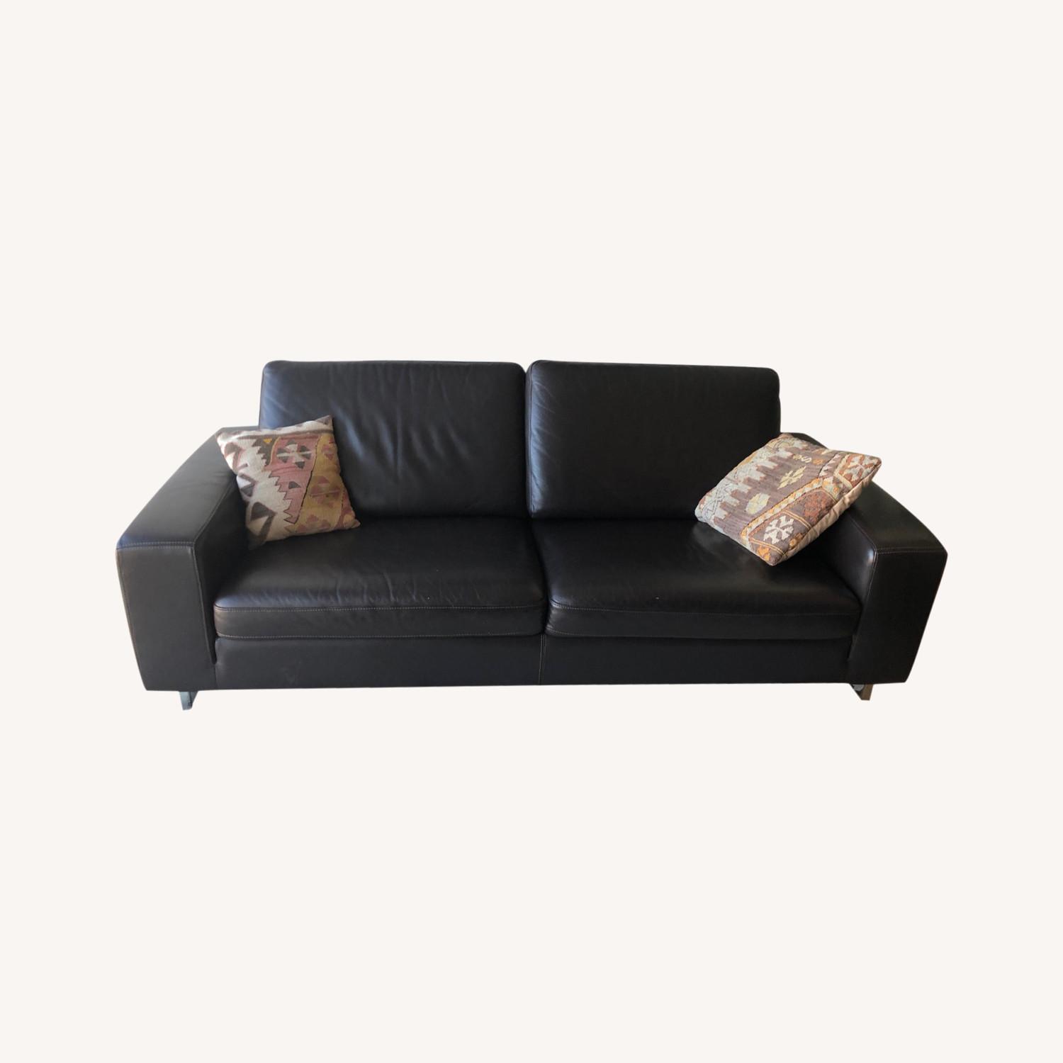 Bloomingdale's Brown Leather Sofa - image-0