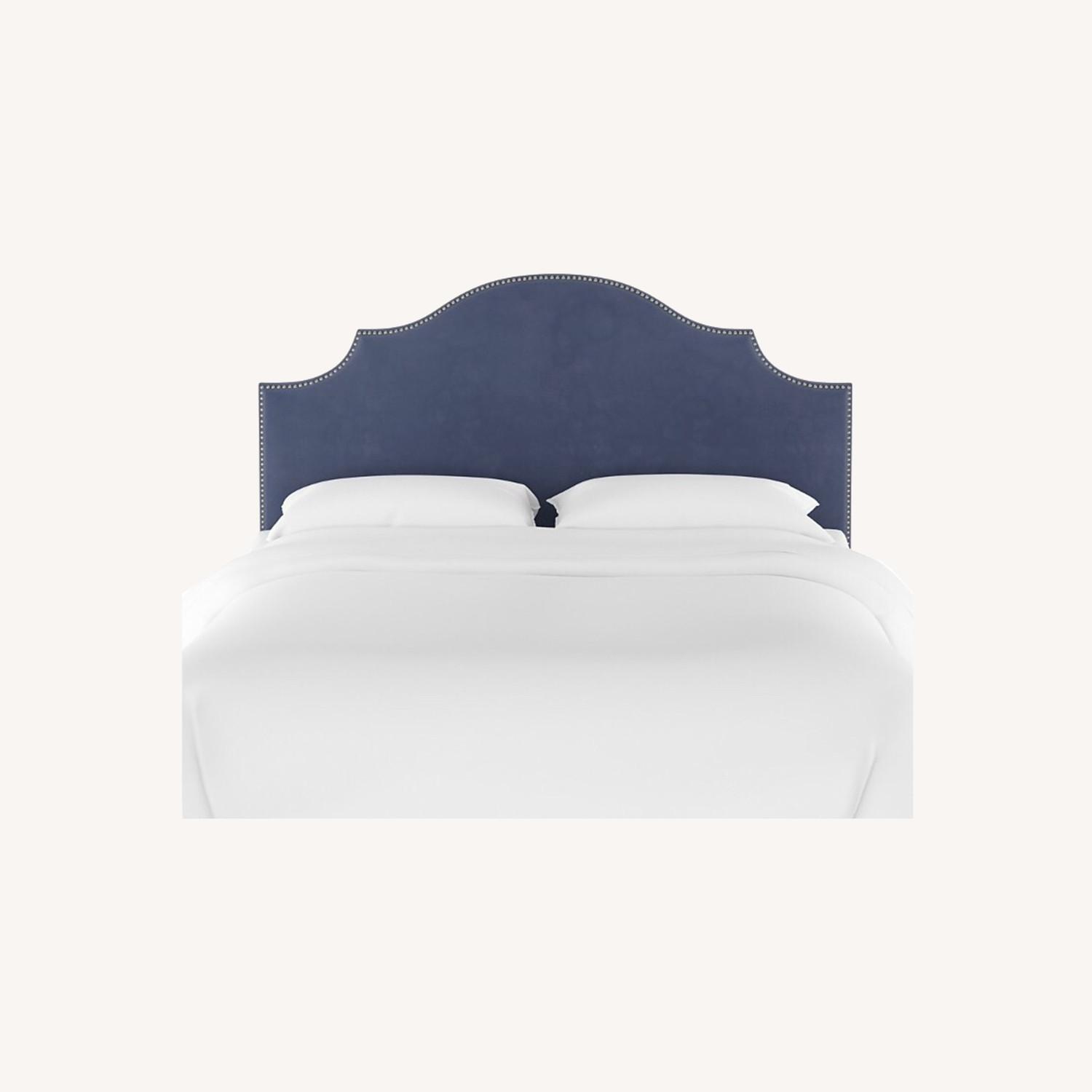 Blue Velvet Full Headboard - image-0