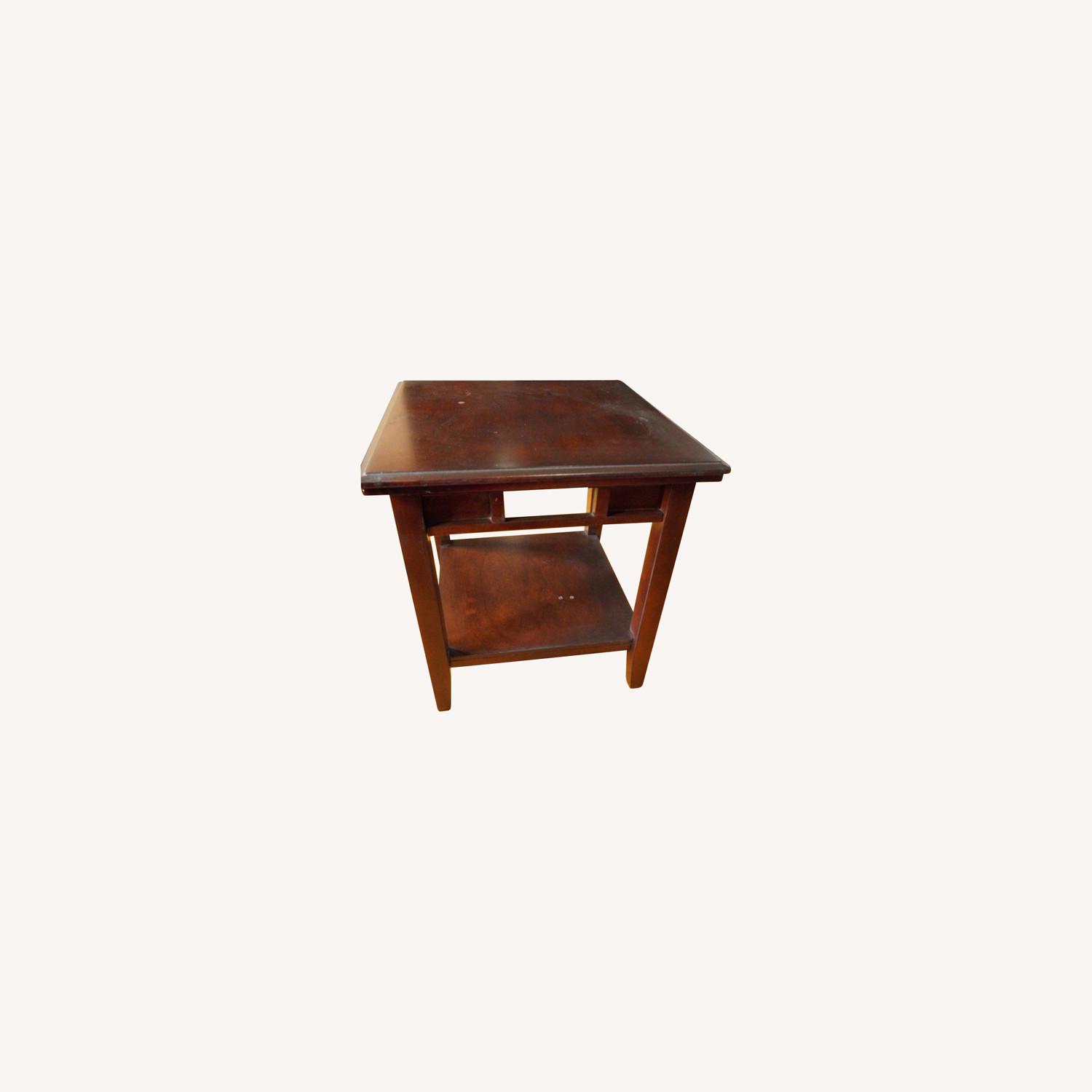Small Set of Dark Brown Side Tables AptDeco
