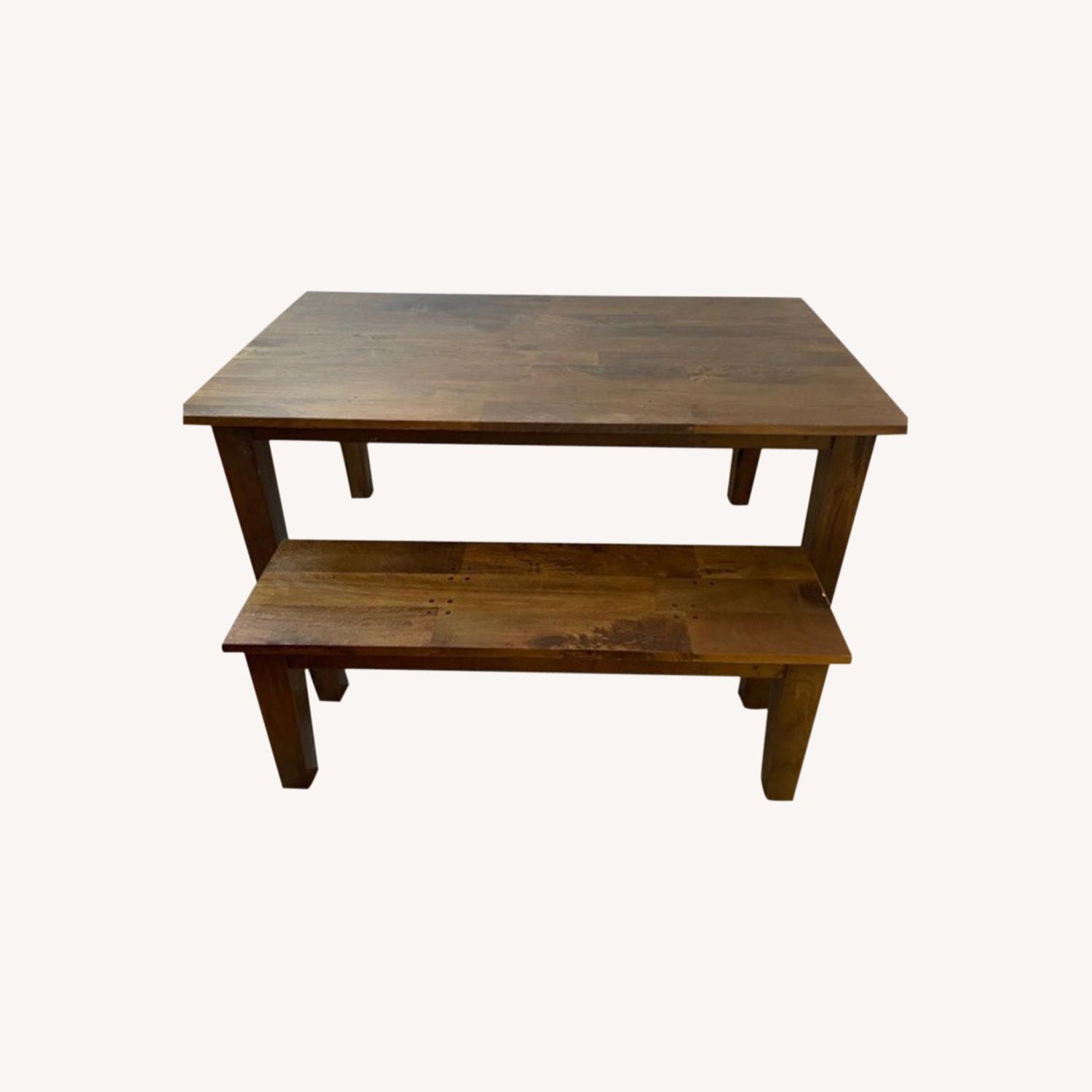 Crate and Barrel Basque Dining Table & Bench - image-0