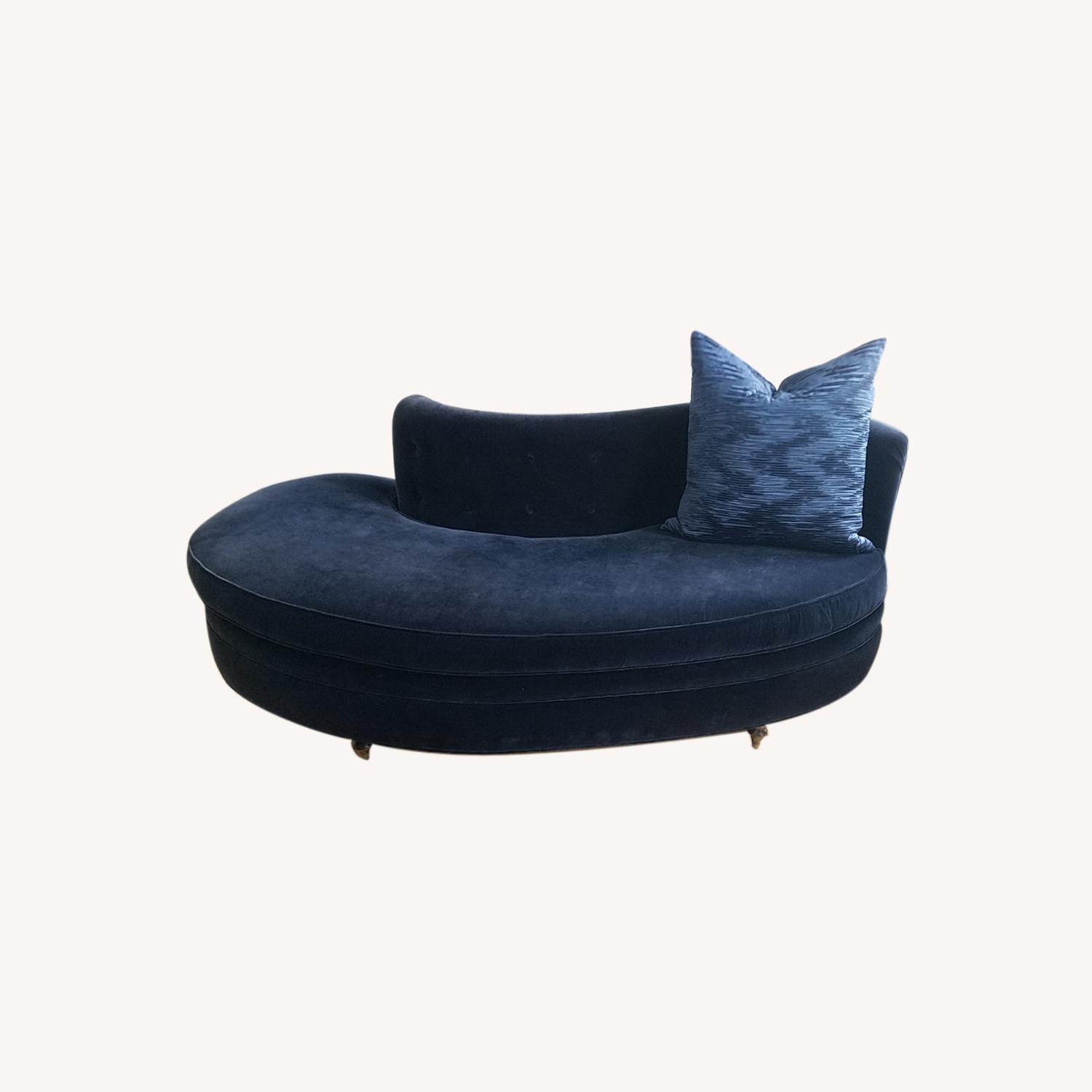 Deep Blue Velvet S-Shaped Sofa - image-0