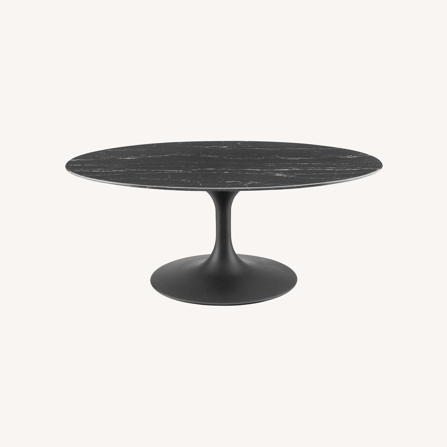 42" Round Coffee Table In Black Artificial Marble AptDeco