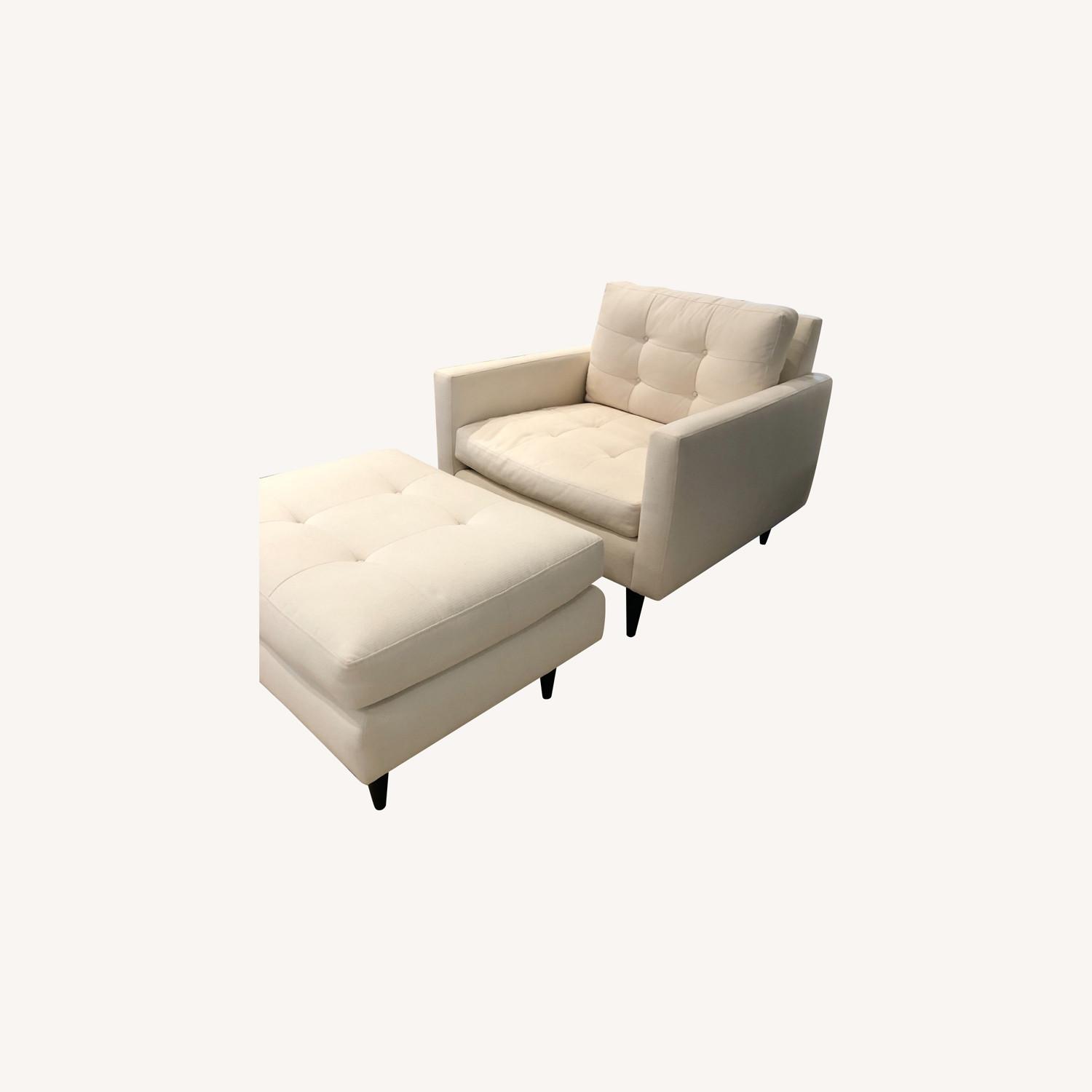 Crate & Barrel Petrie Midcentury Chair and Ottoman AptDeco