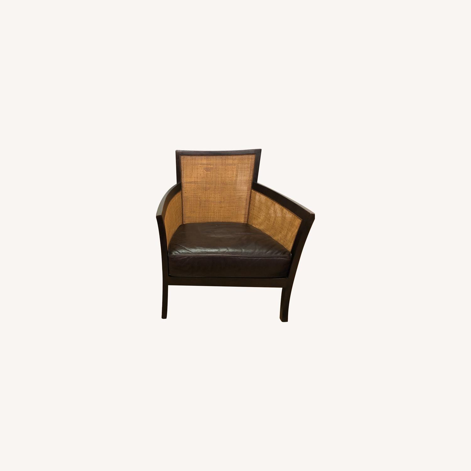 Crate & Barrel Blake Rattan Chair Leather Cushion AptDeco
