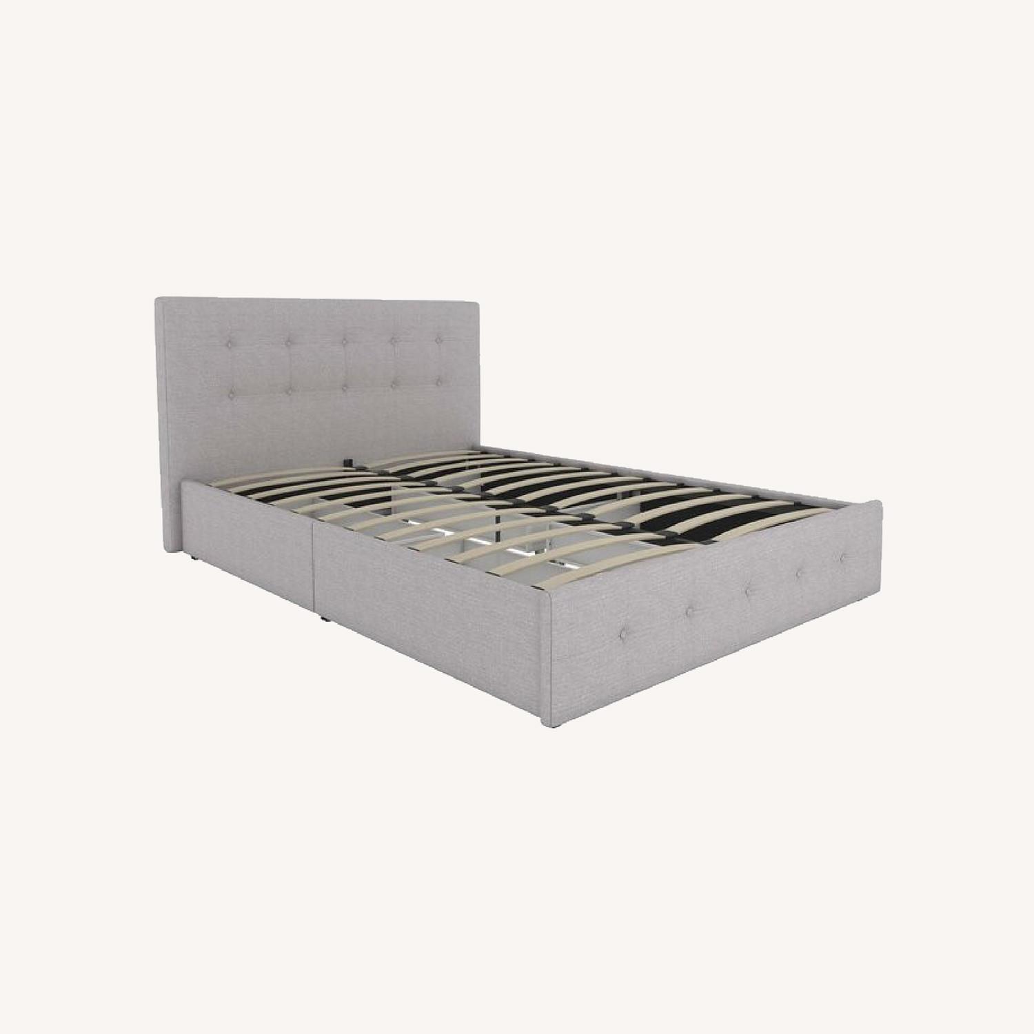 Gray Upholstered Storage Queen Bed Frame - image-0