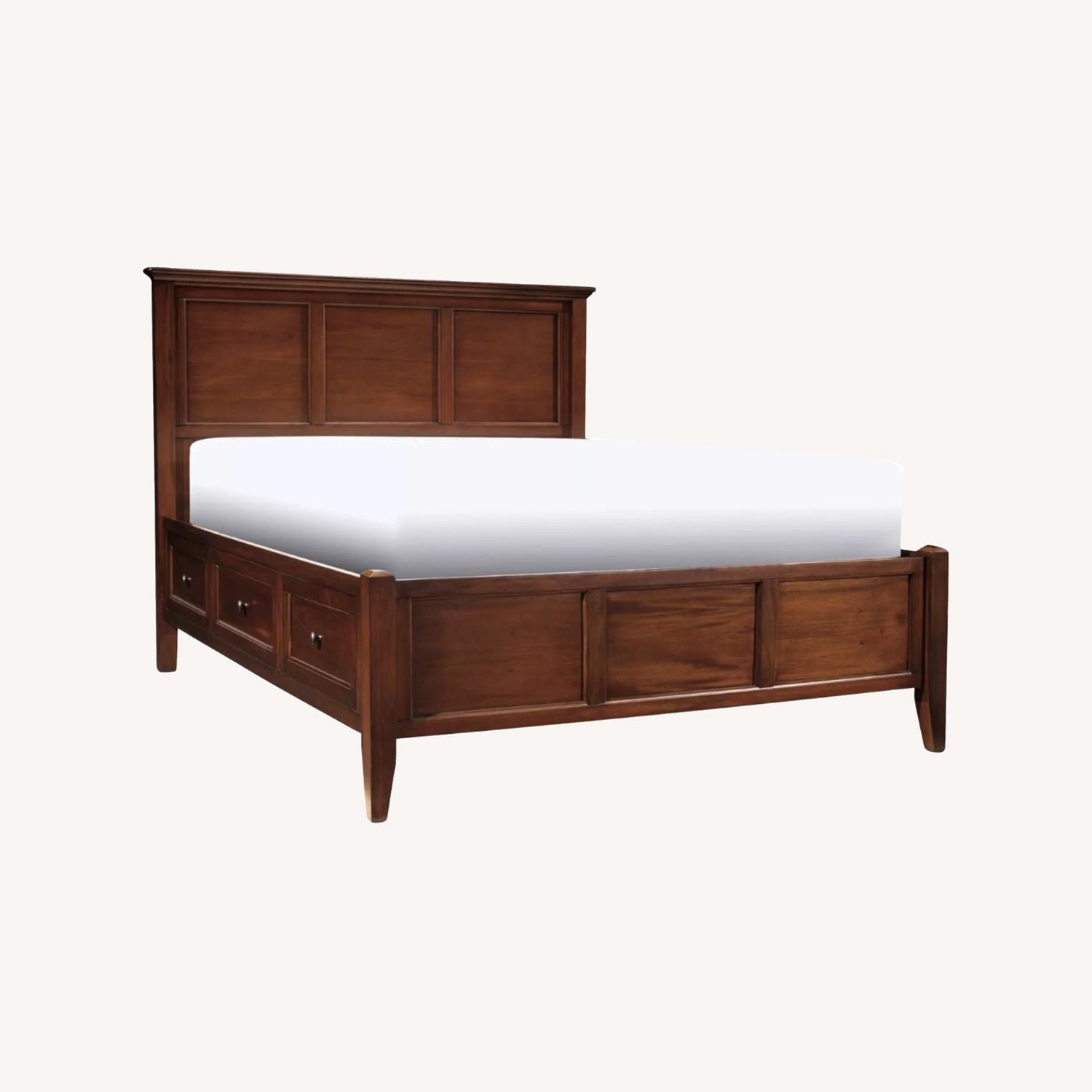 Raymour & Flanigan Queen Wood Bed Frame w/ Storage AptDeco