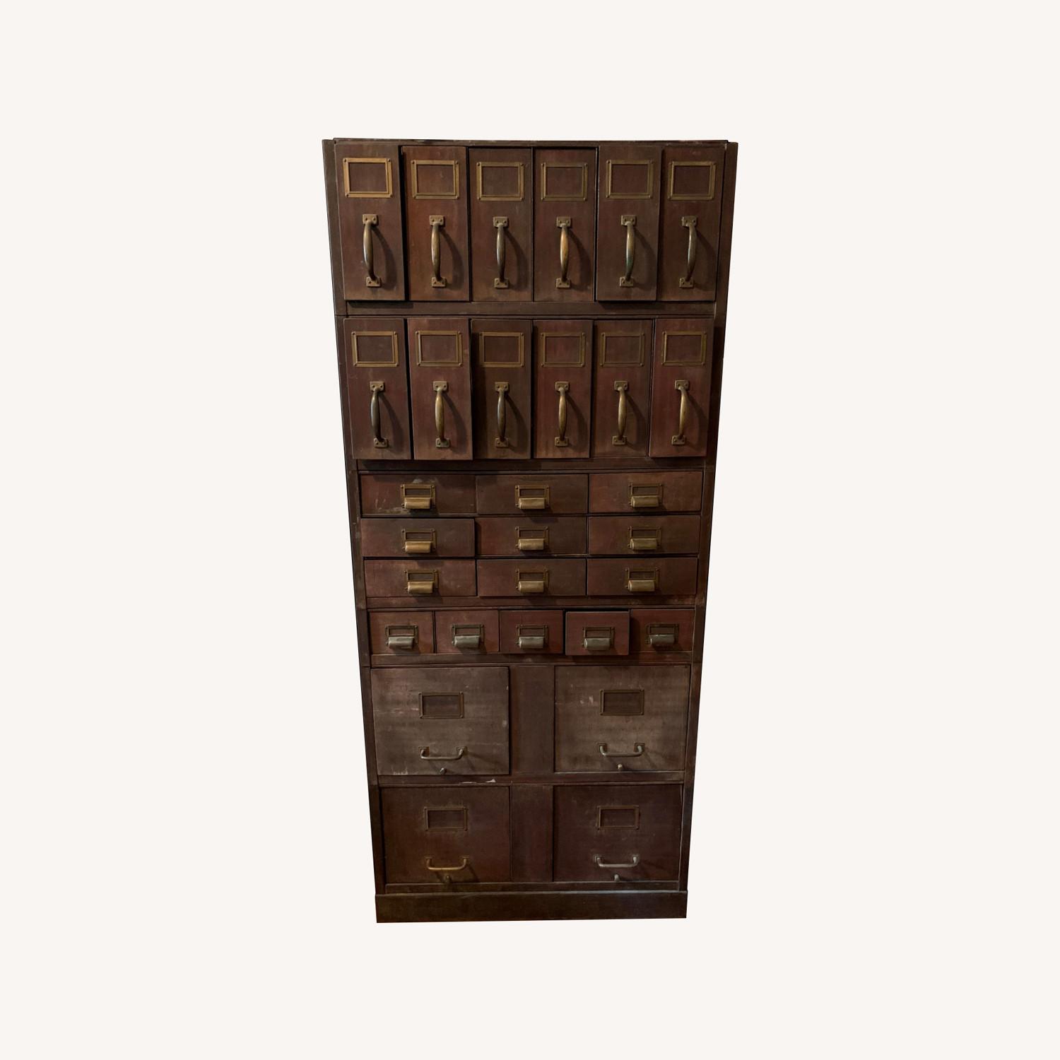 Antique Metal Filing Cabinet - image-0
