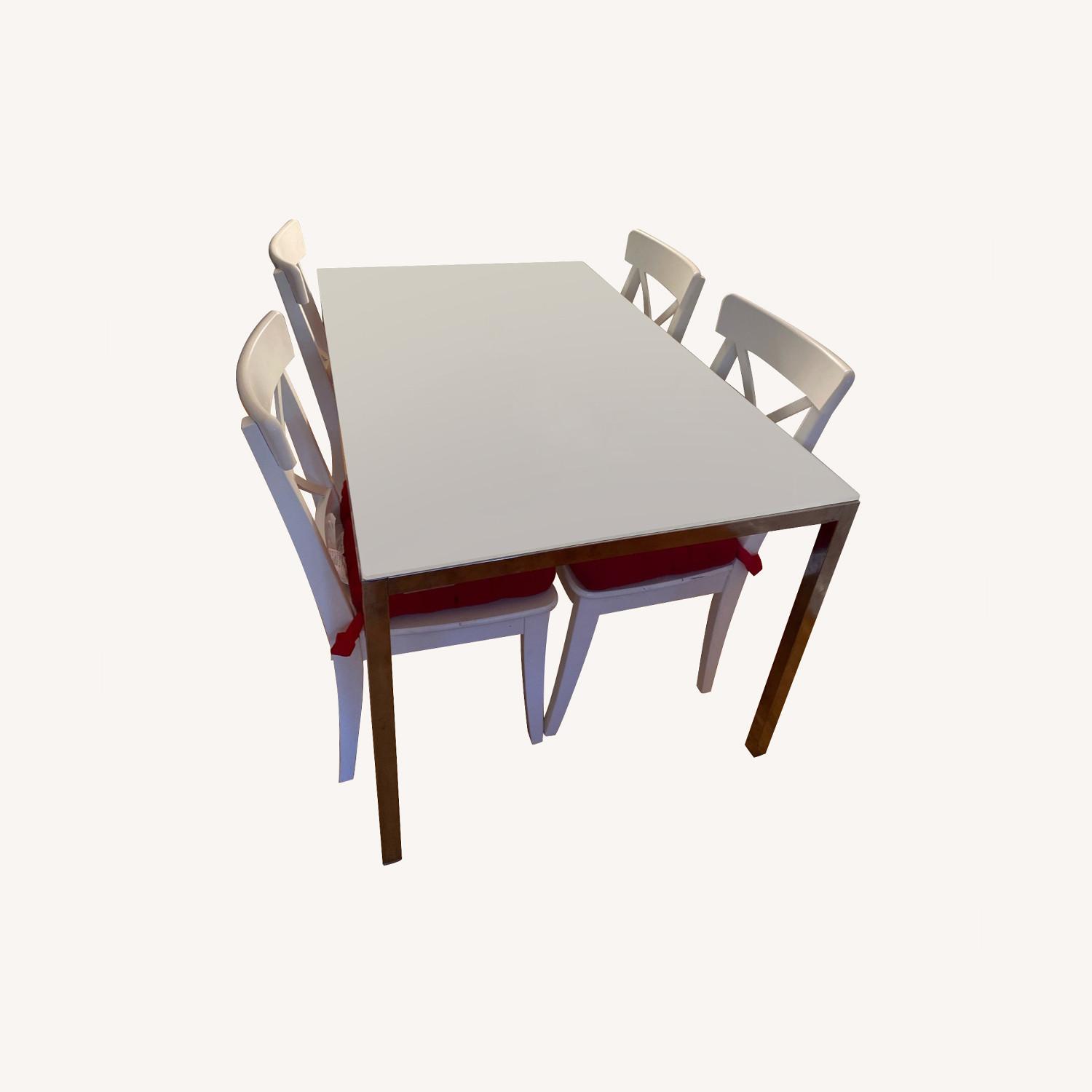 IKEA Glass Top Dining Table with 4 Chairs AptDeco