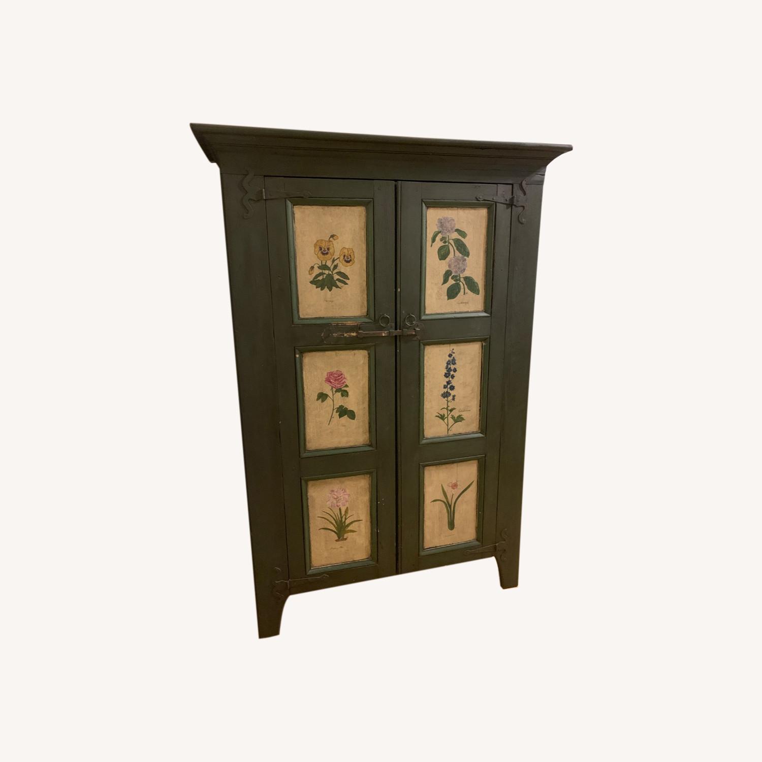 Hand Painted Floral Armoire - AptDeco