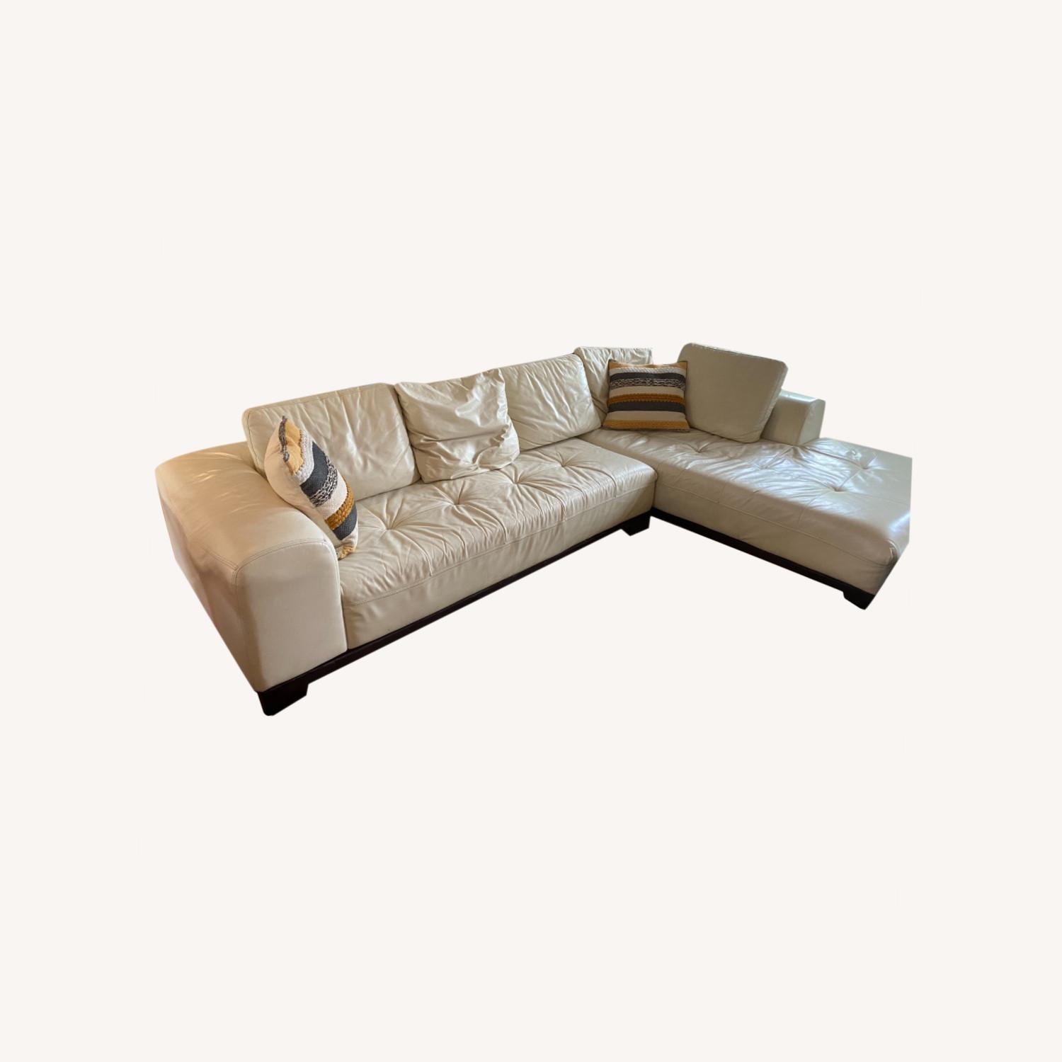 10 Ivory Leather Sectional Sofa AptDeco