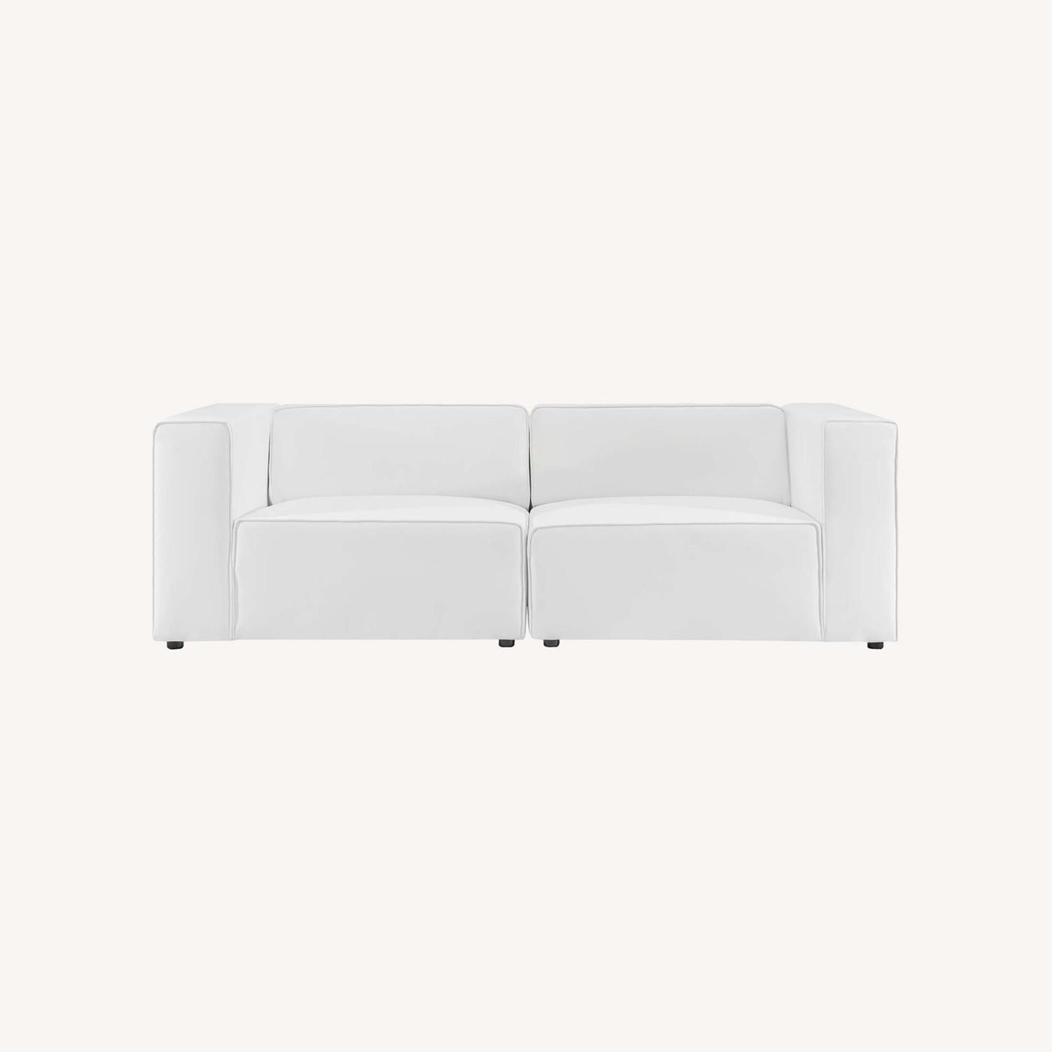 2Piece Sectional Sofa In White Leather Finish AptDeco