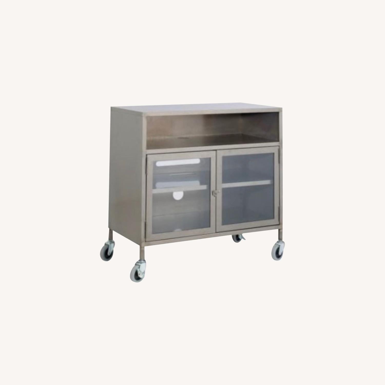 West Elm Industrial Tv Cart Raw Steel AptDeco