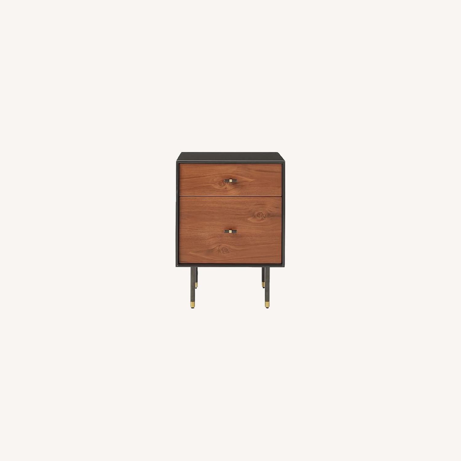 West Elm Walnut Modern Nighstand AptDeco