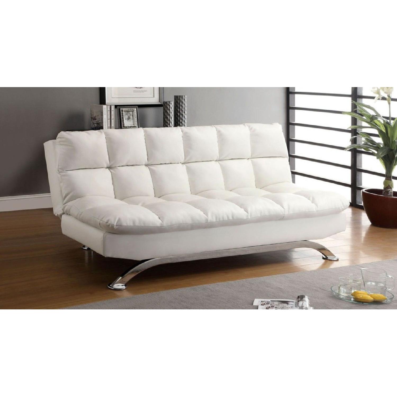 White Convertible Sofa/Futon - image-3