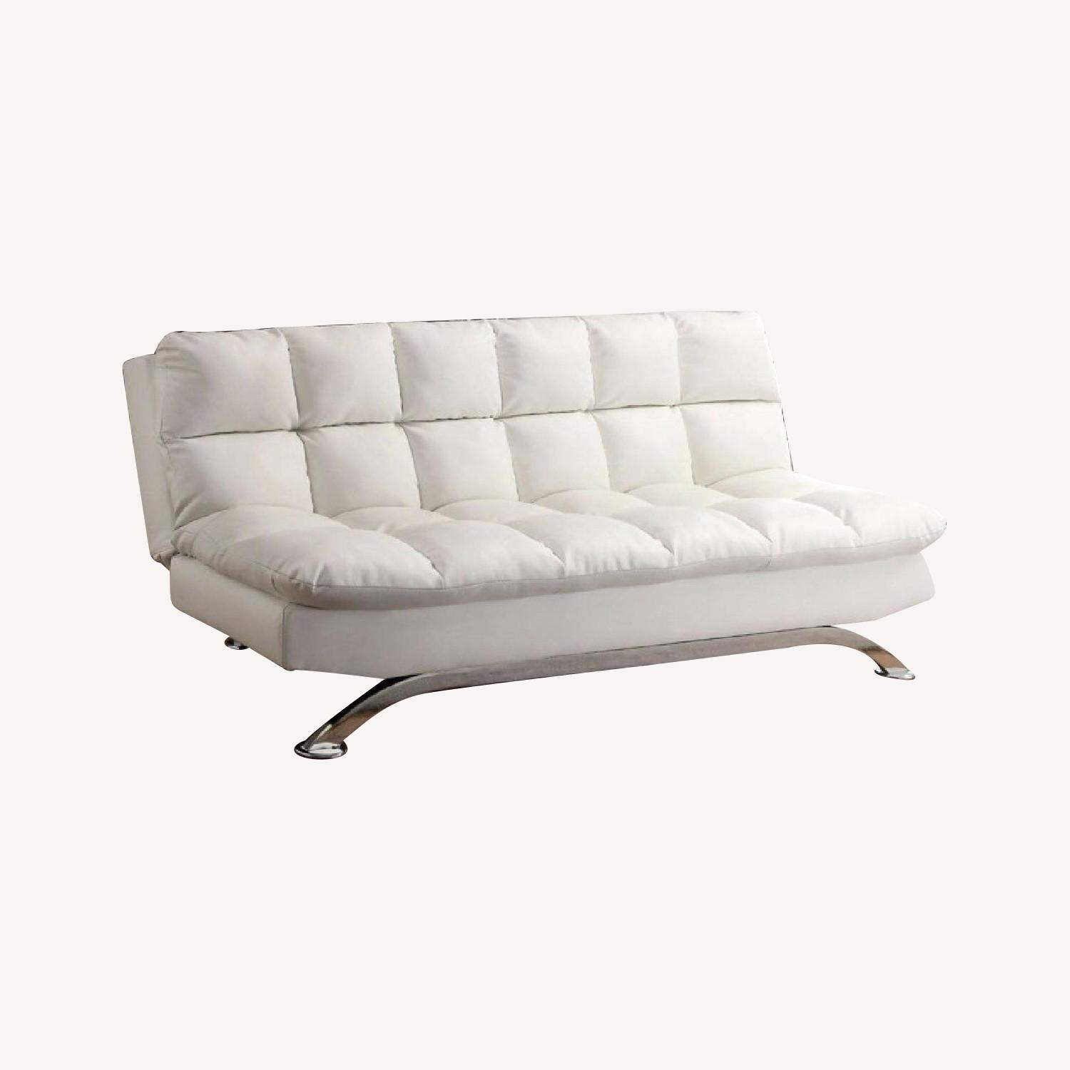 White Convertible Sofa/Futon - image-0