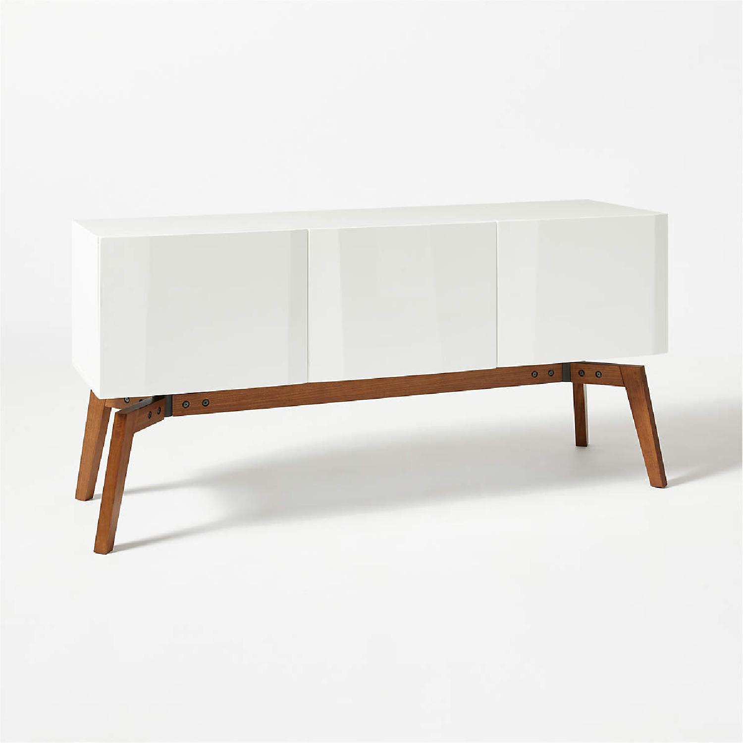CB2 Alba White Lacquer Credenza AptDeco