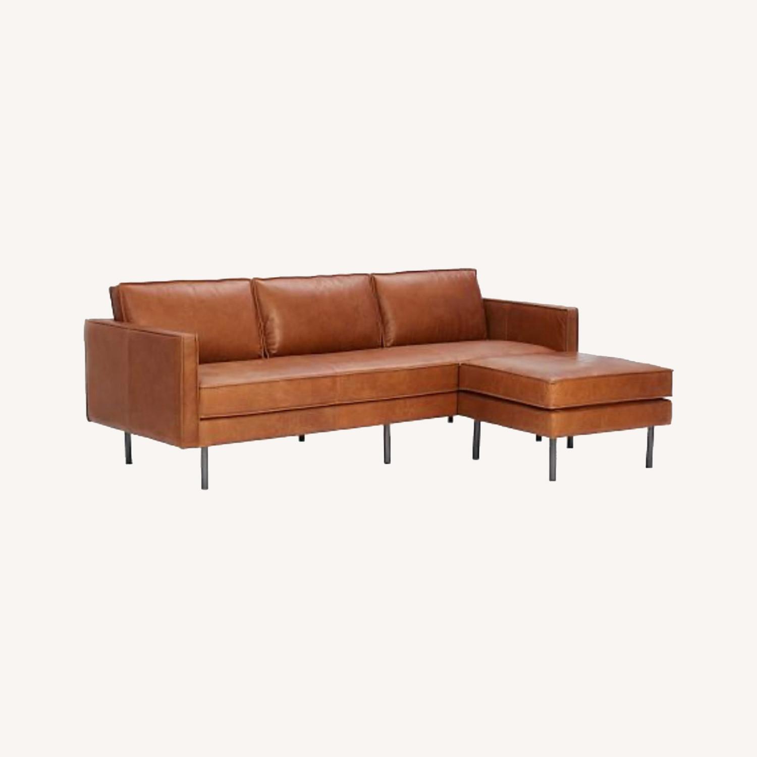 West Elm Leather Sofa with Ottoman AptDeco