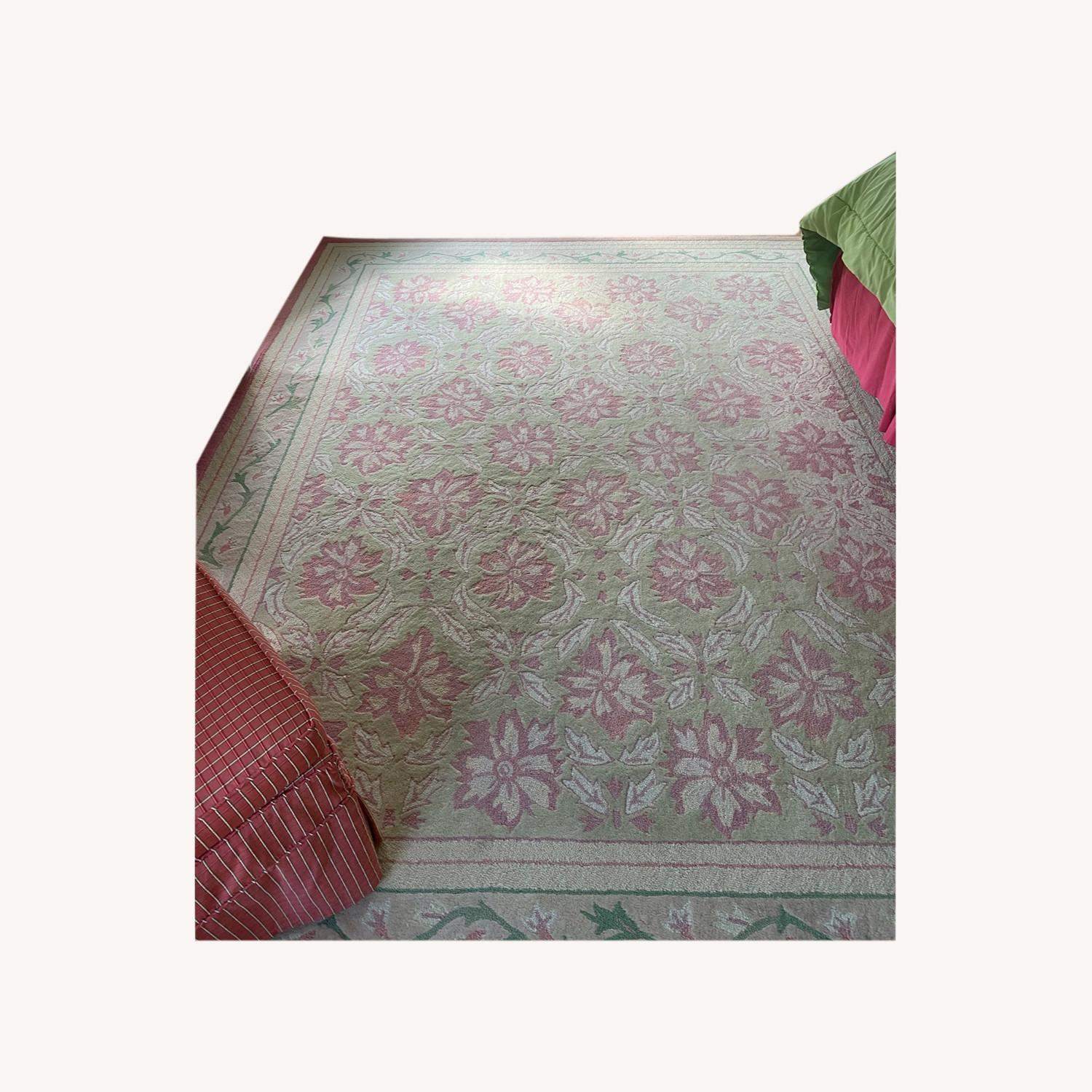 Pink & Green Floral Rug AptDeco