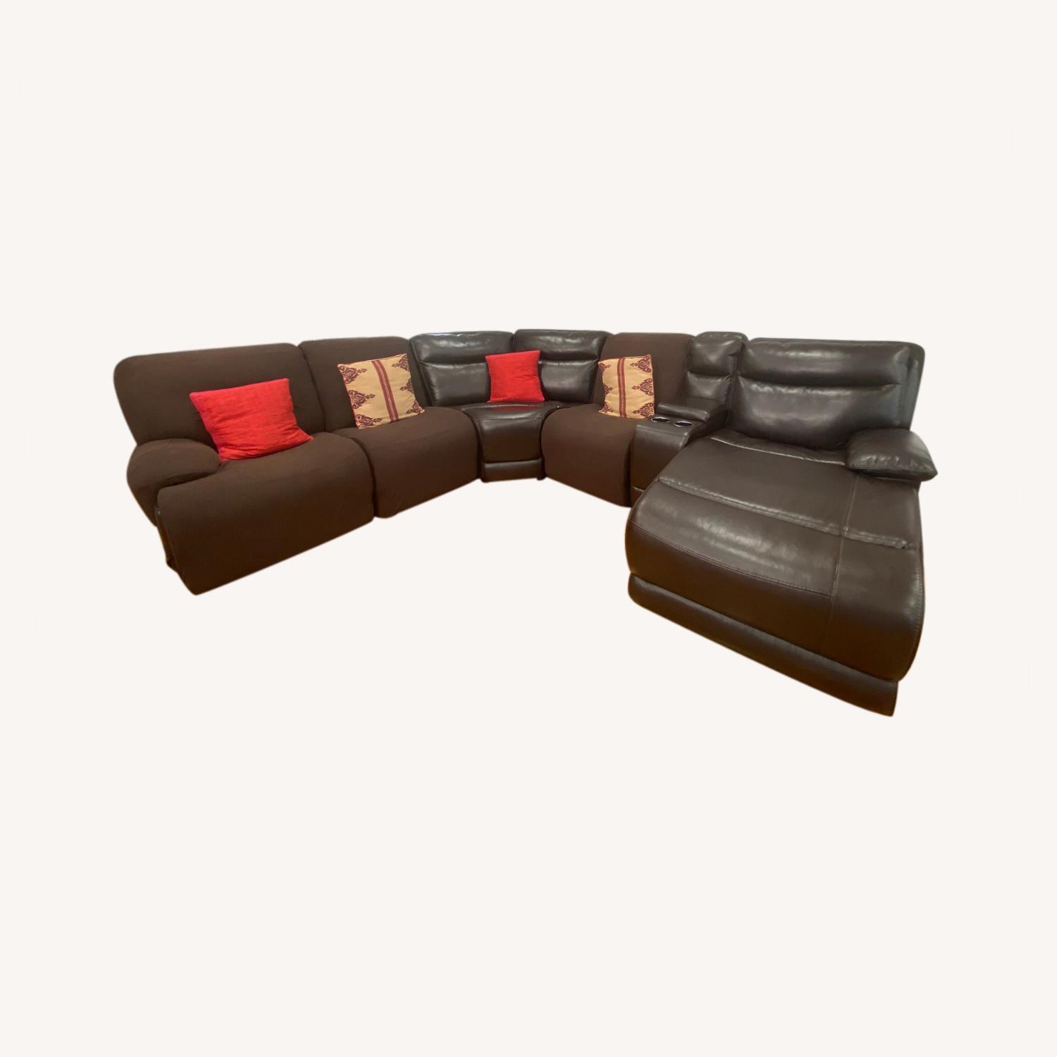Raymour Flanigan Leather Reclining Sectional Sofa - image-0