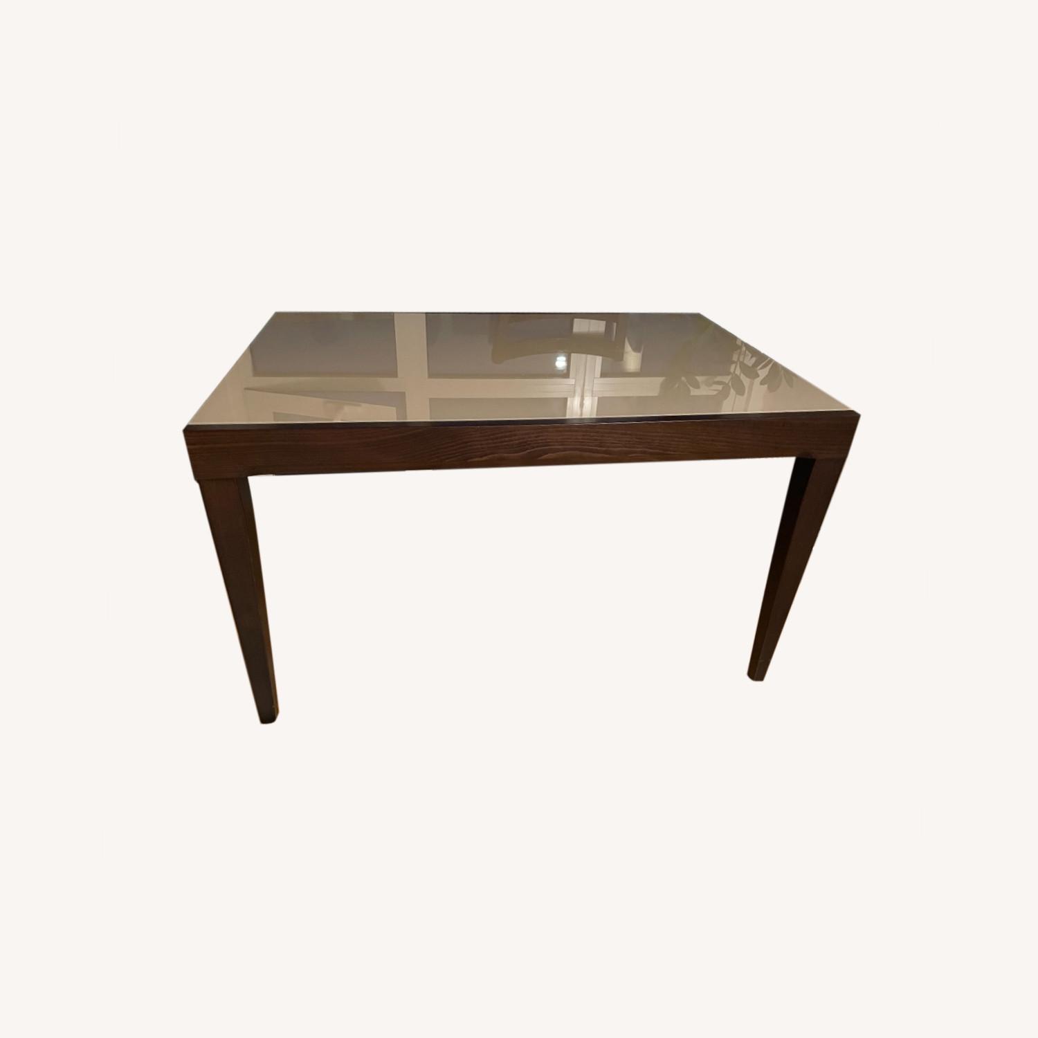 Macy's Glass Wood Expandable Dining Table 4 Chairs AptDeco