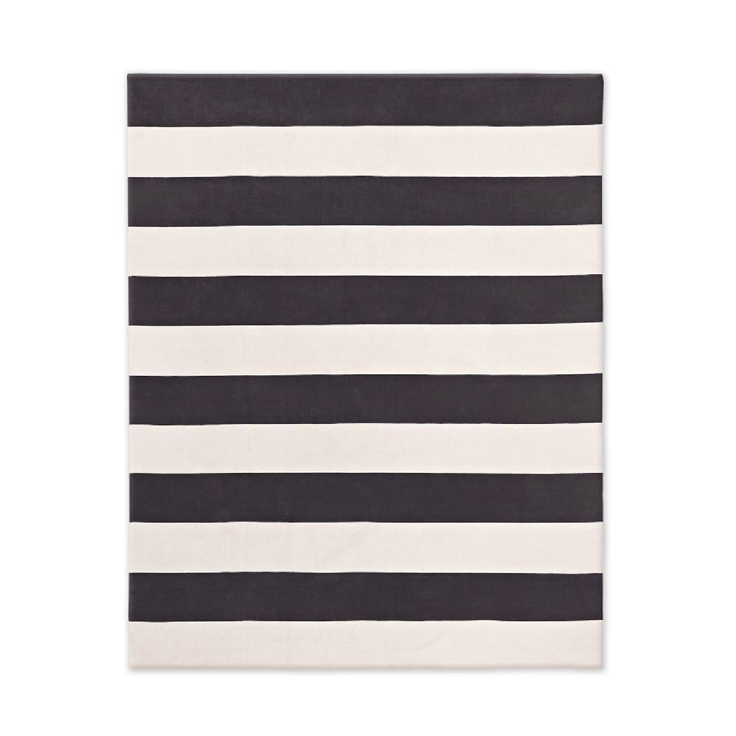 West Elm Bold Black White Stripe Cotton Rug 5'x8' - image-4