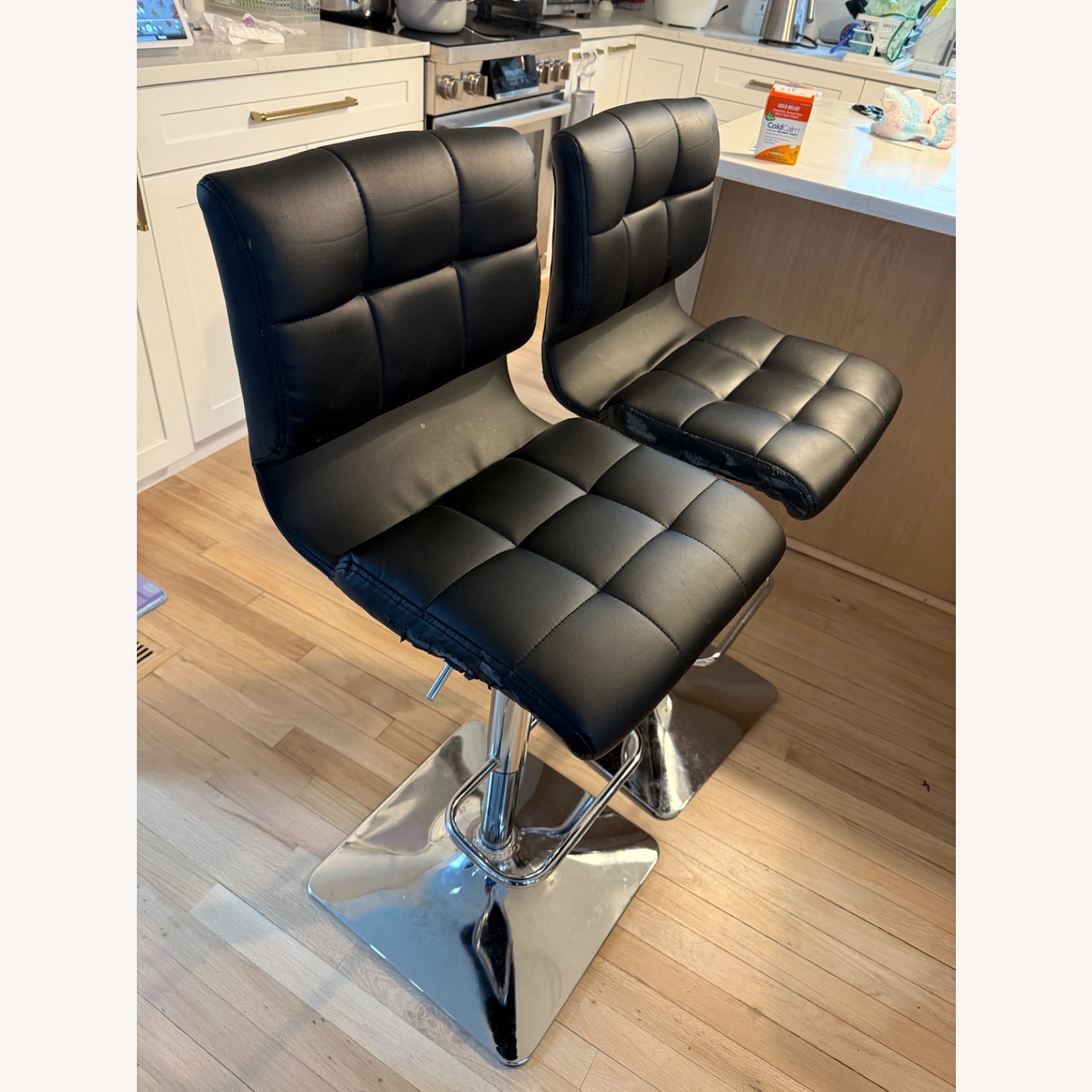 Home Depot Black Leather Swivel Set Of 4 - image-12