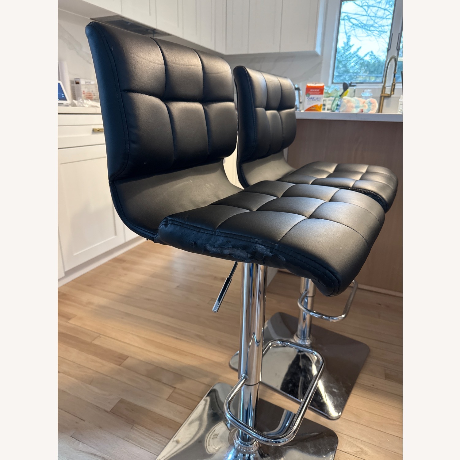 Home Depot Black Leather Swivel Set Of 4 - image-14