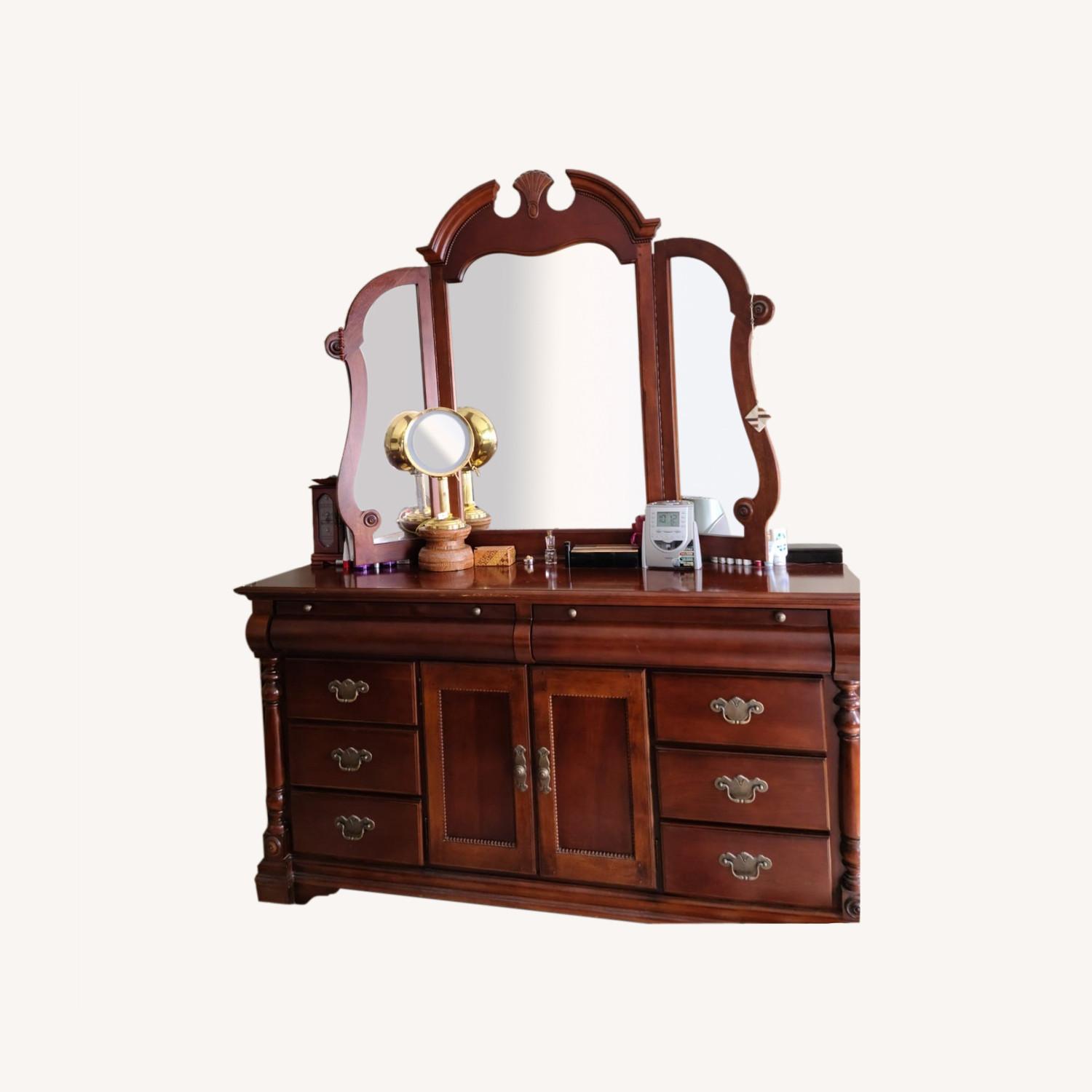 Mahogany Dresser + Mirror - image-0