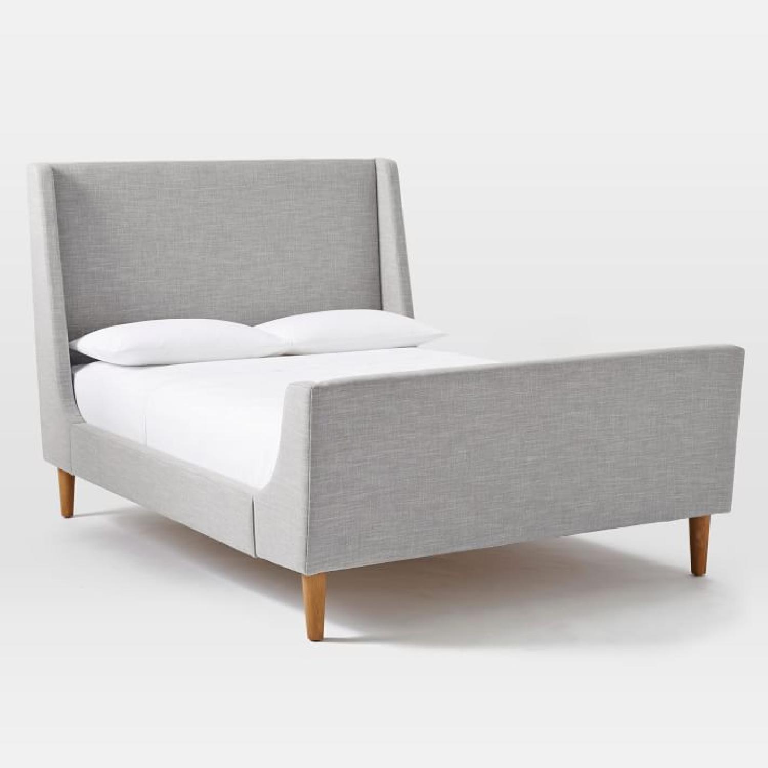 West Elm Upholstered Sleigh Platinum King Bed - image-5