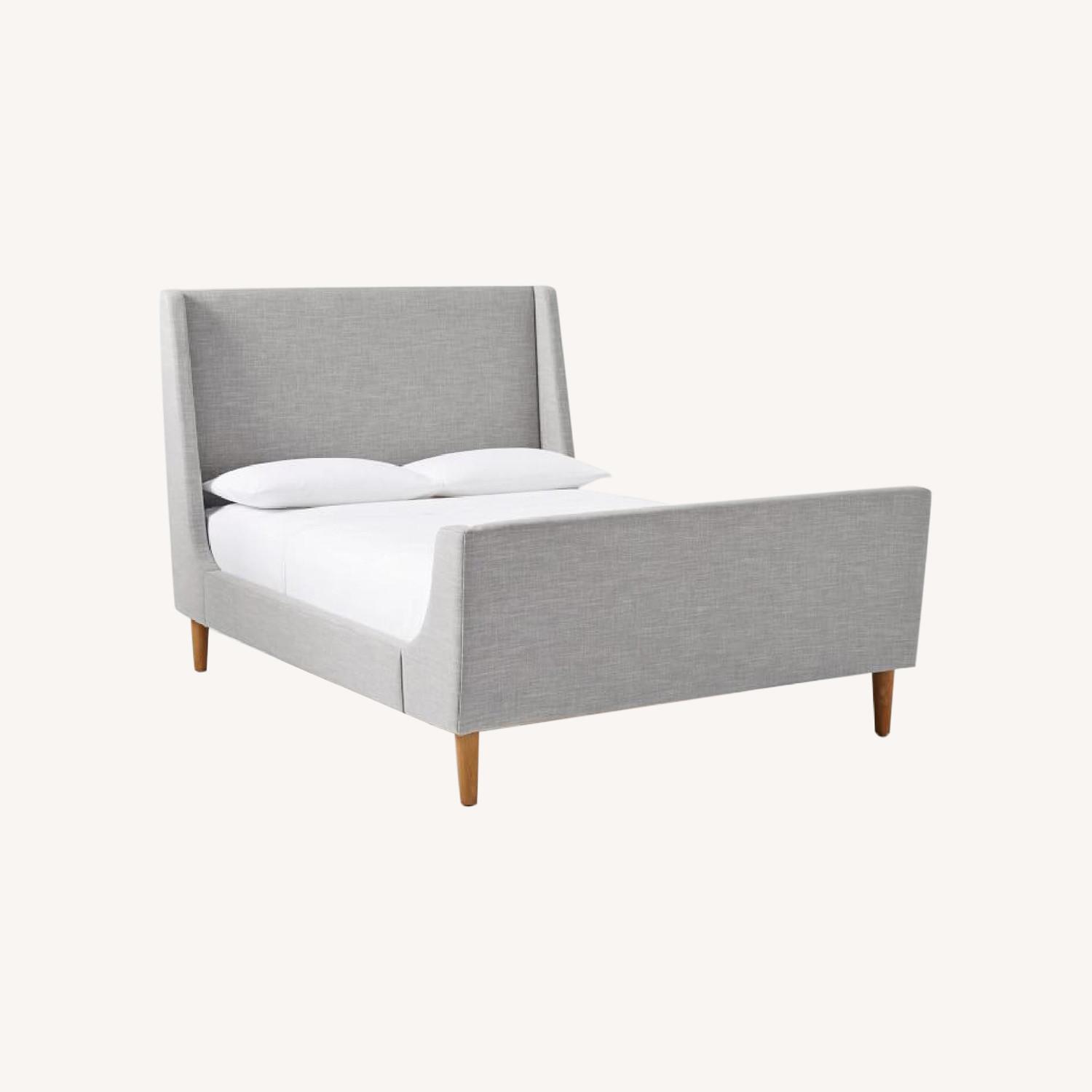 West Elm Upholstered Sleigh Platinum King Bed - image-0