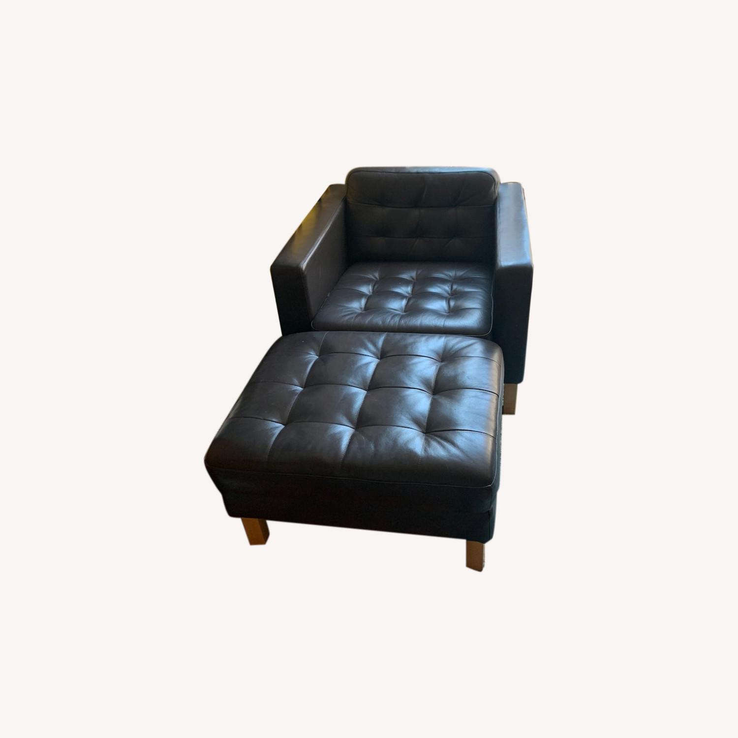 IKEA Morabo Brown Leather Chair & Ottoman AptDeco