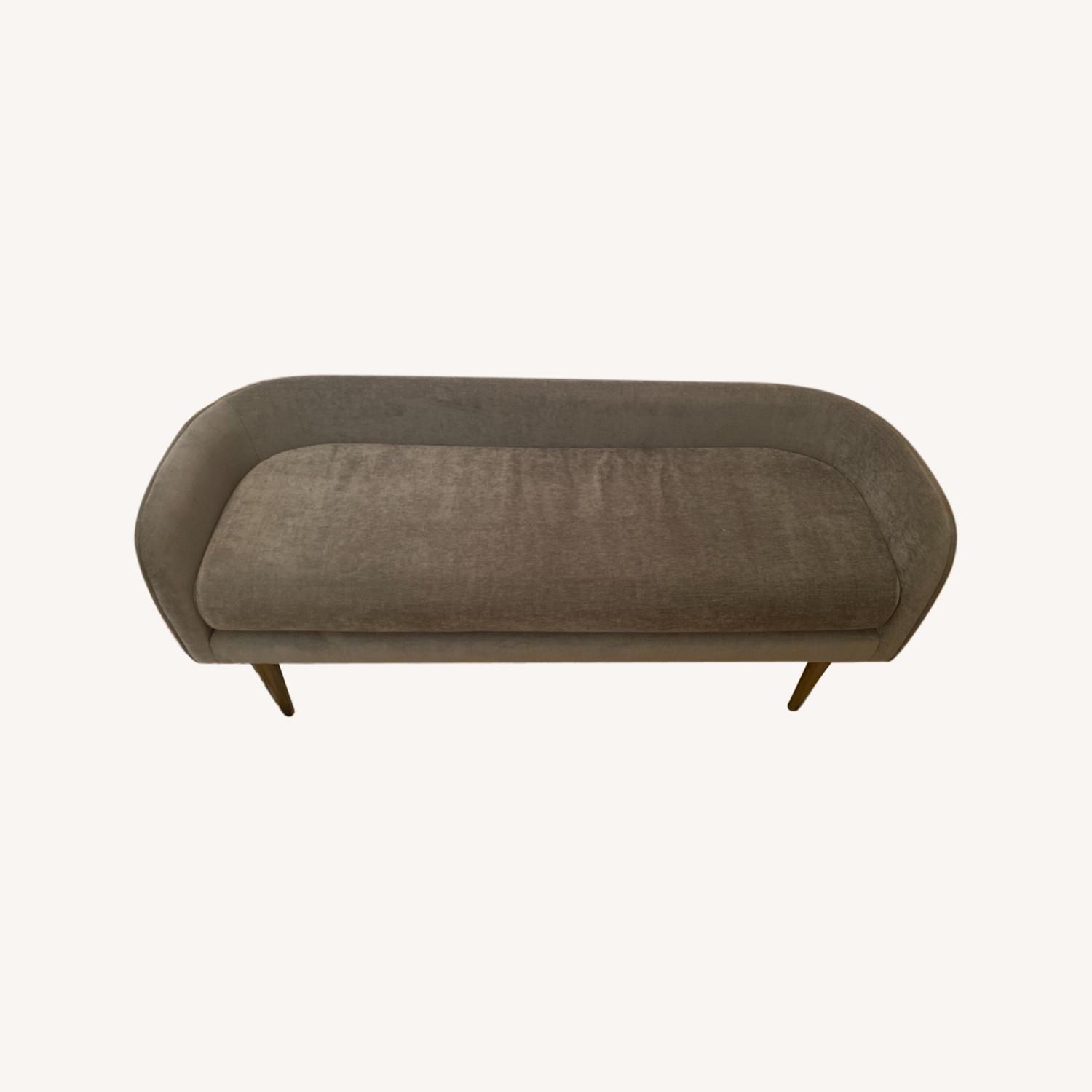 West Elm Grey Velvet Celine Bench - image-0