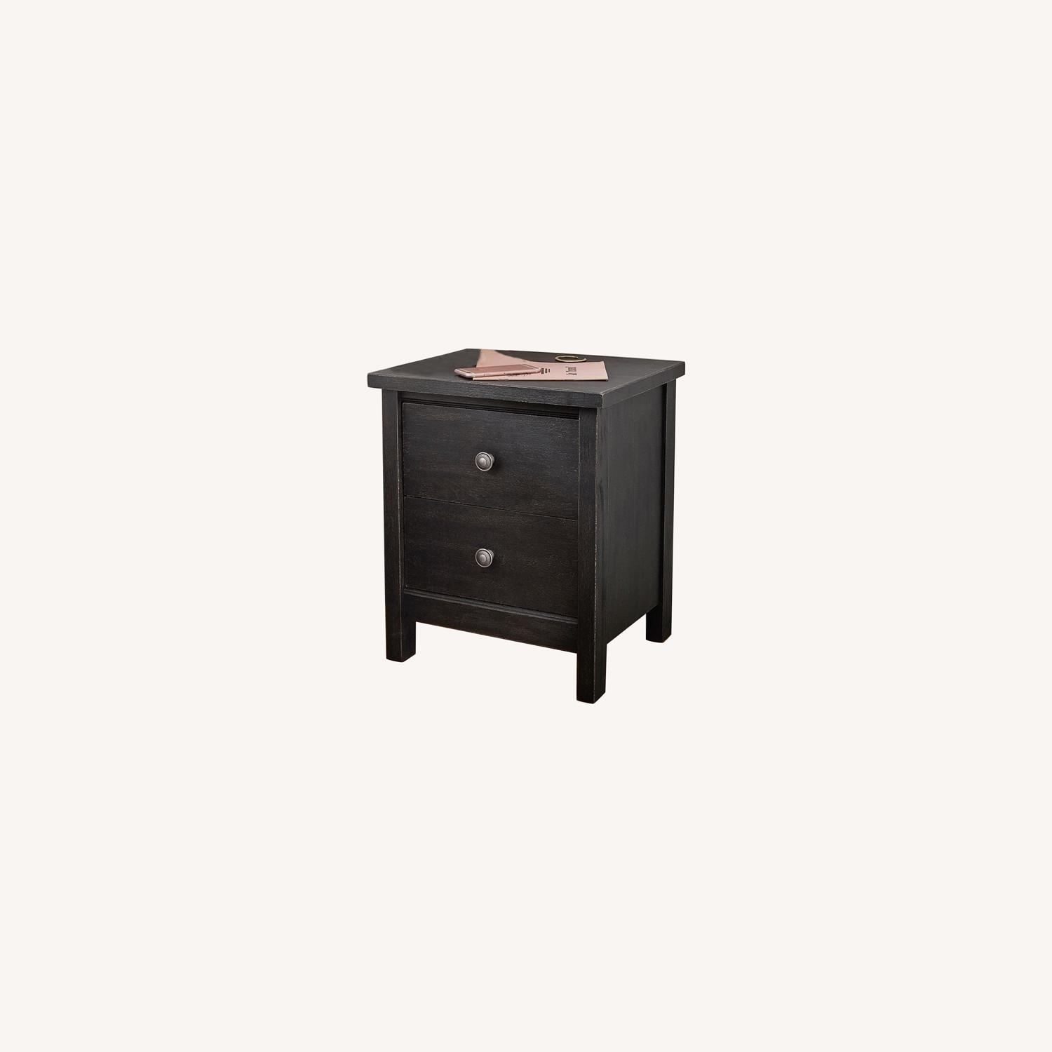 Pottery Barn Nightstand Weathered Black Wood AptDeco