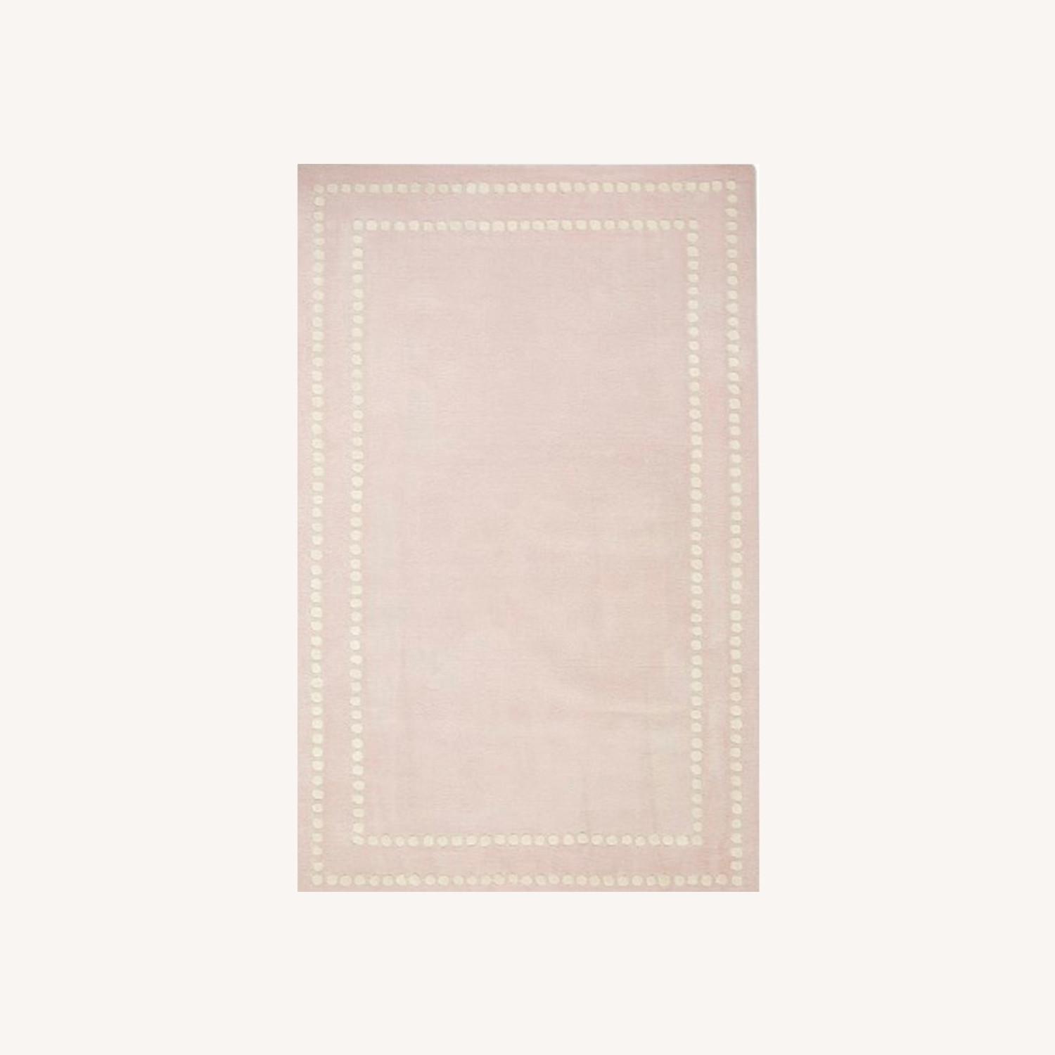 Pottery Barn - Light Pink Pearl Dot Border Rug - image-0