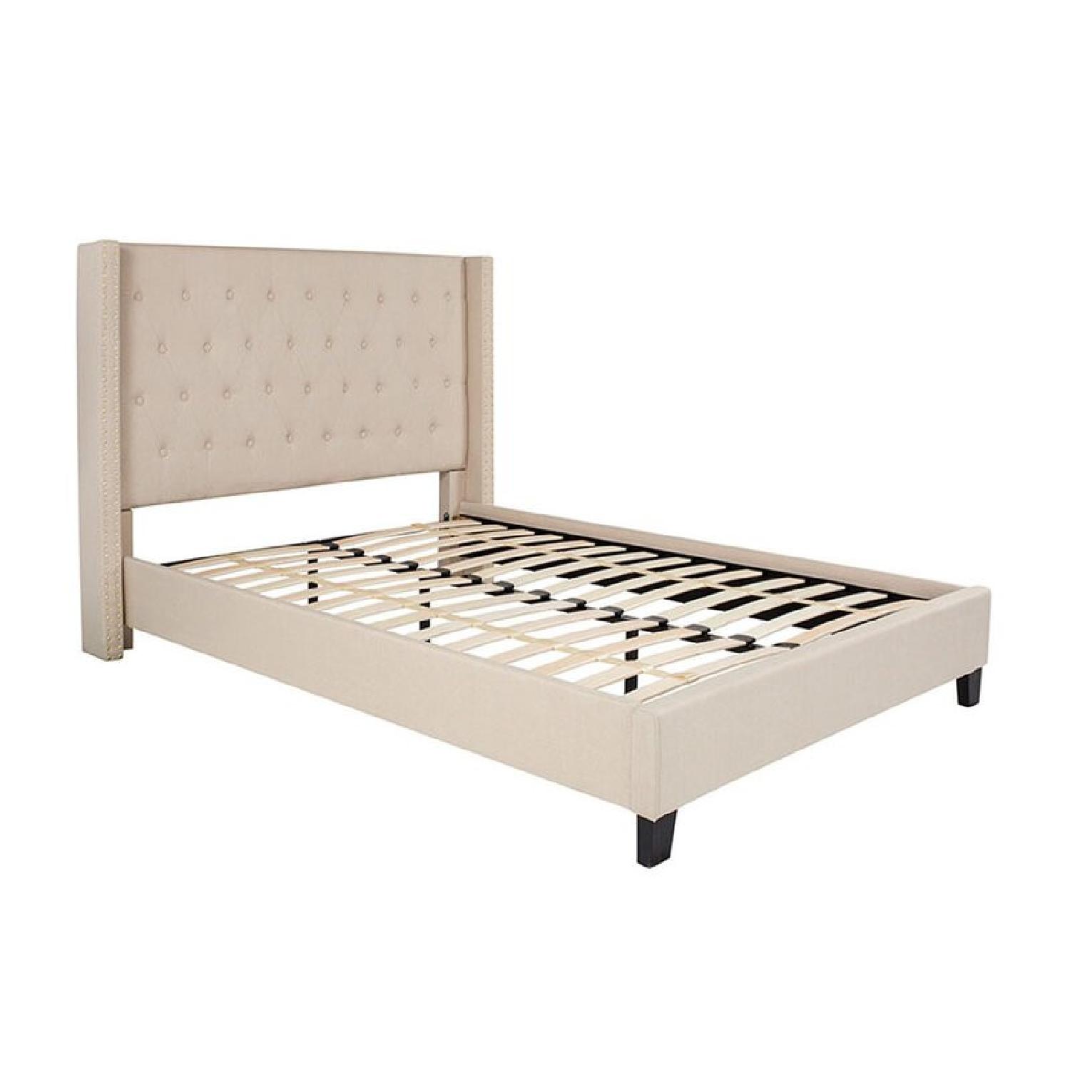 Wayfair Upholstered Bed Beige Full Size - image-6