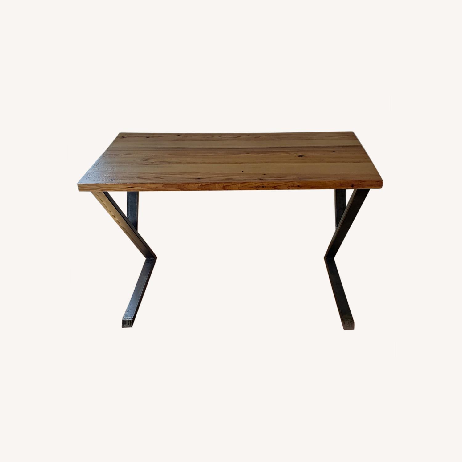 Modern Pine Wood Desk w/Steel Y Legs AptDeco