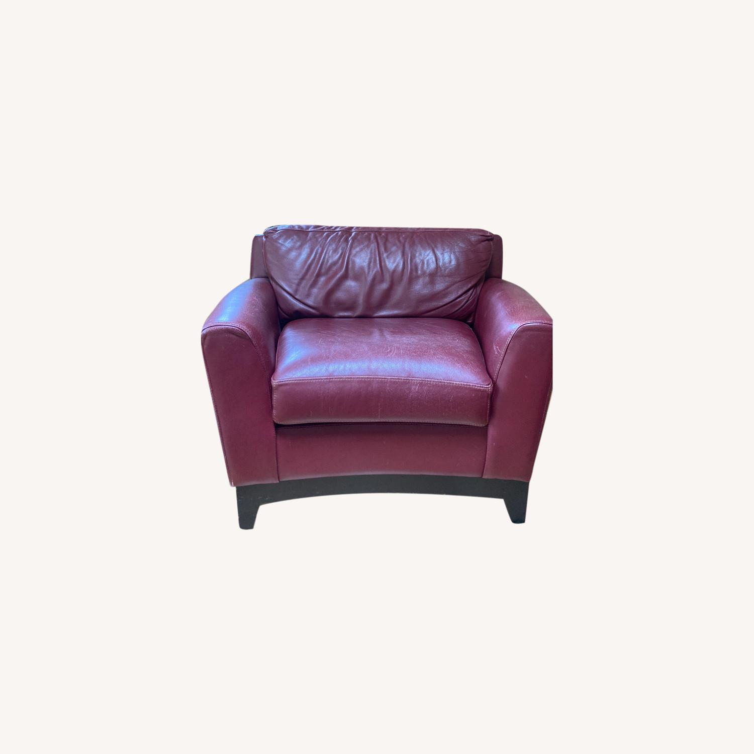 Burgundy Genuine Leather Chair - image-0