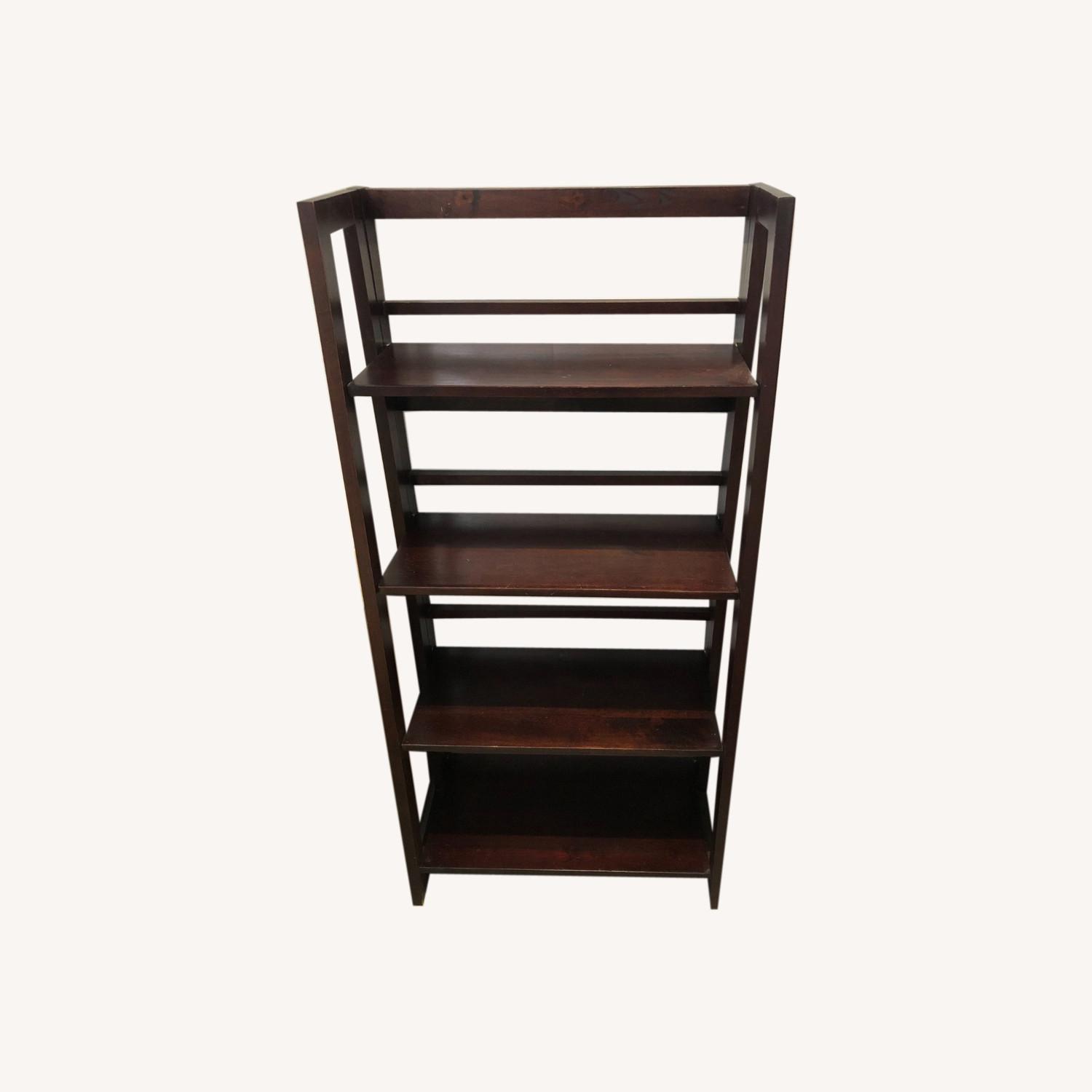 Crate & Barrel Leaning Espresso Shelf AptDeco