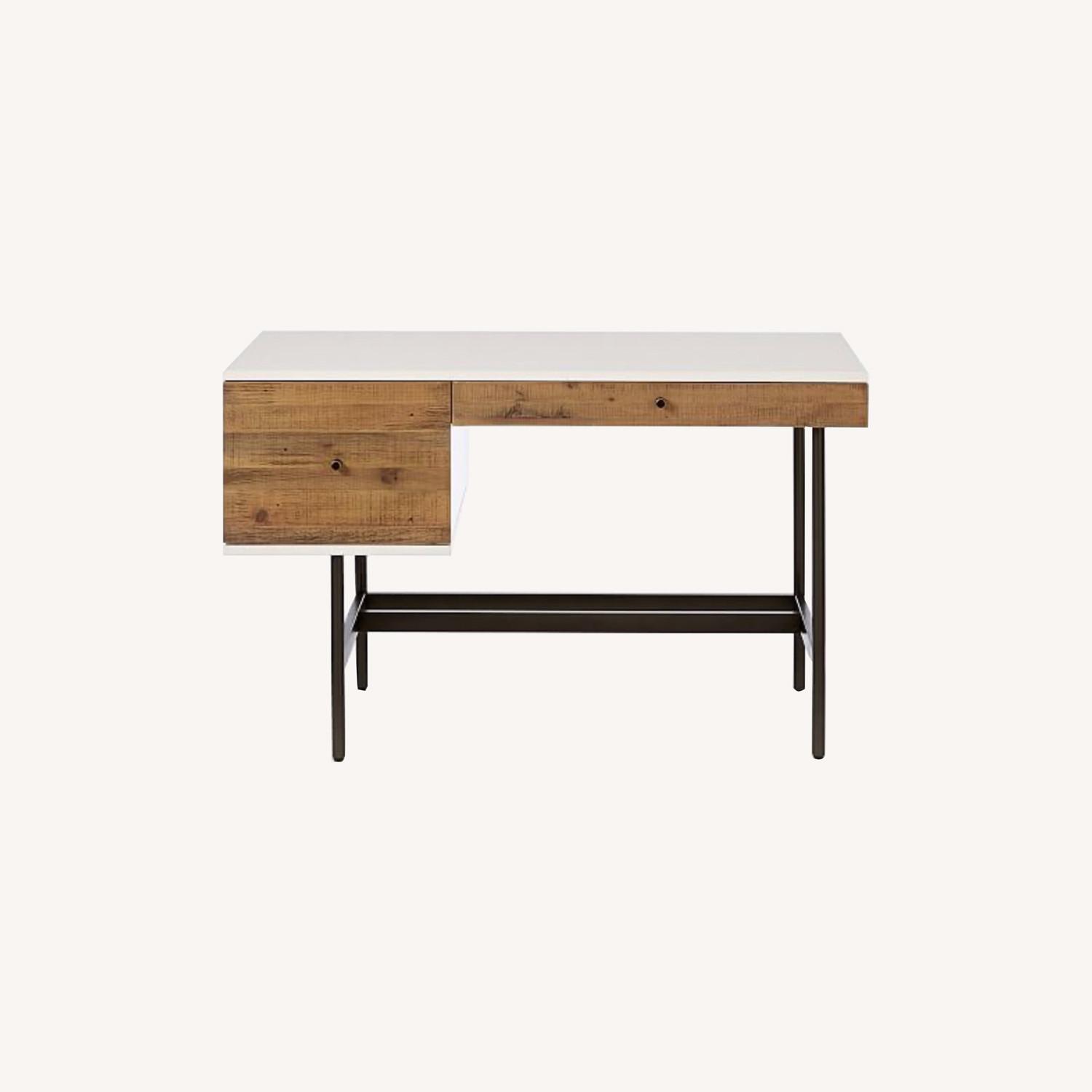 West Elm Reclaimed Wood + White Lacquer Desk - image-3