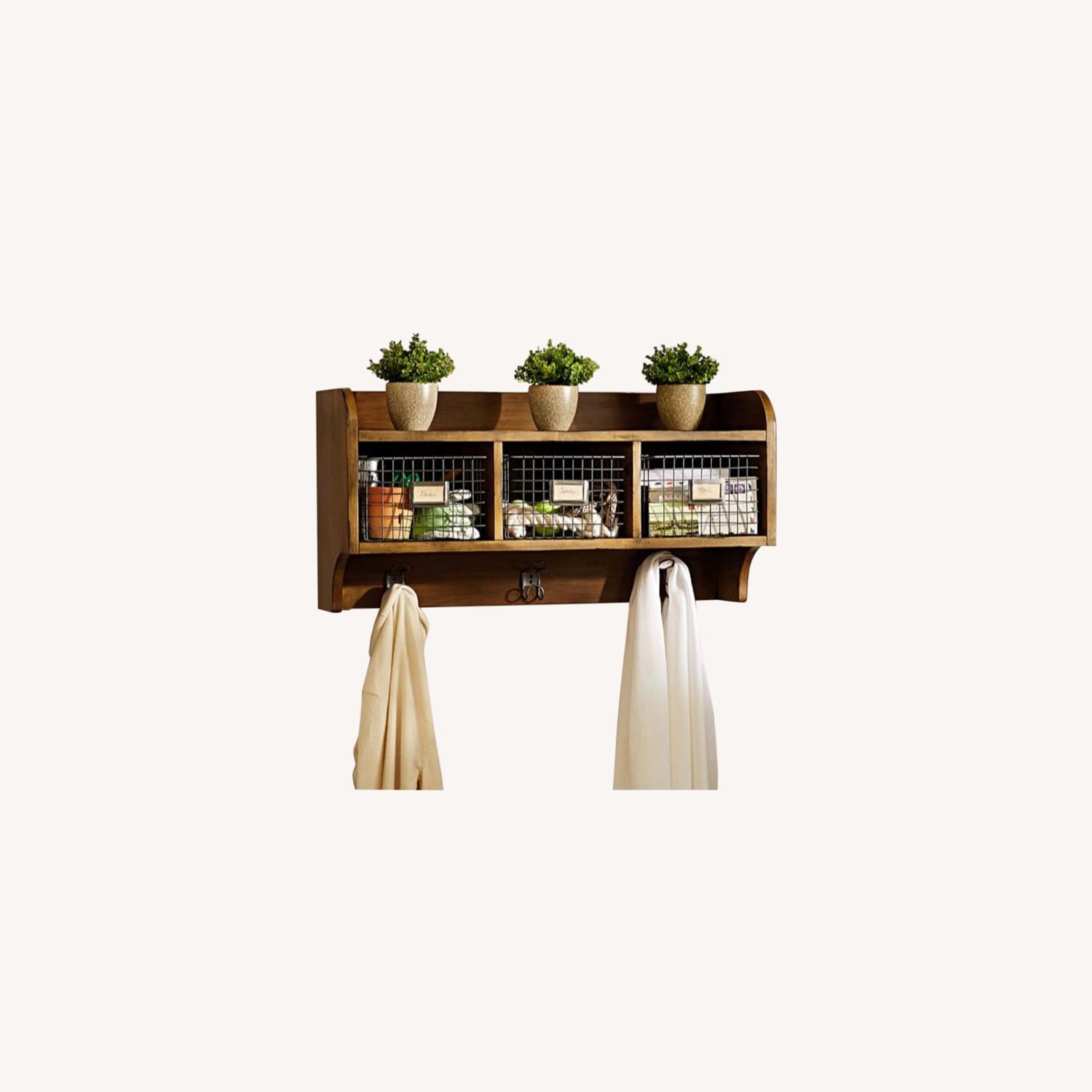 Pottery Barn Wade Wooden Wall Shelf with Hooks - image-0