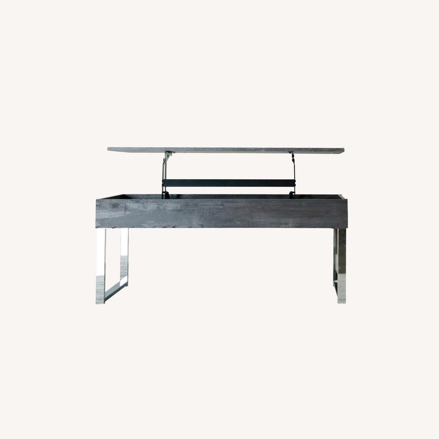 Coffee Table In Dark Charcoal Finish W/ LiftTop AptDeco