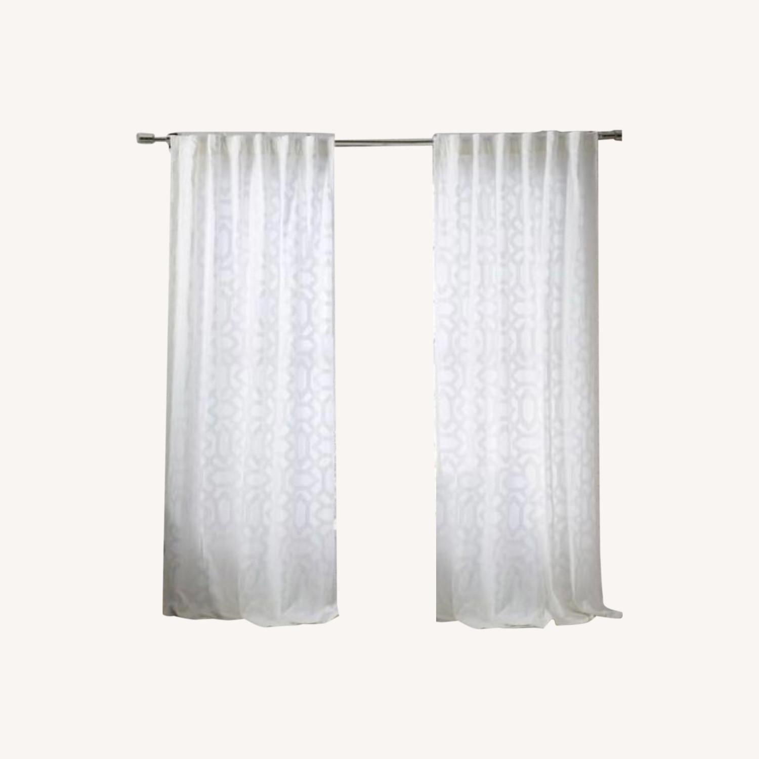 West Elm White Sheer Lattice Curtains AptDeco